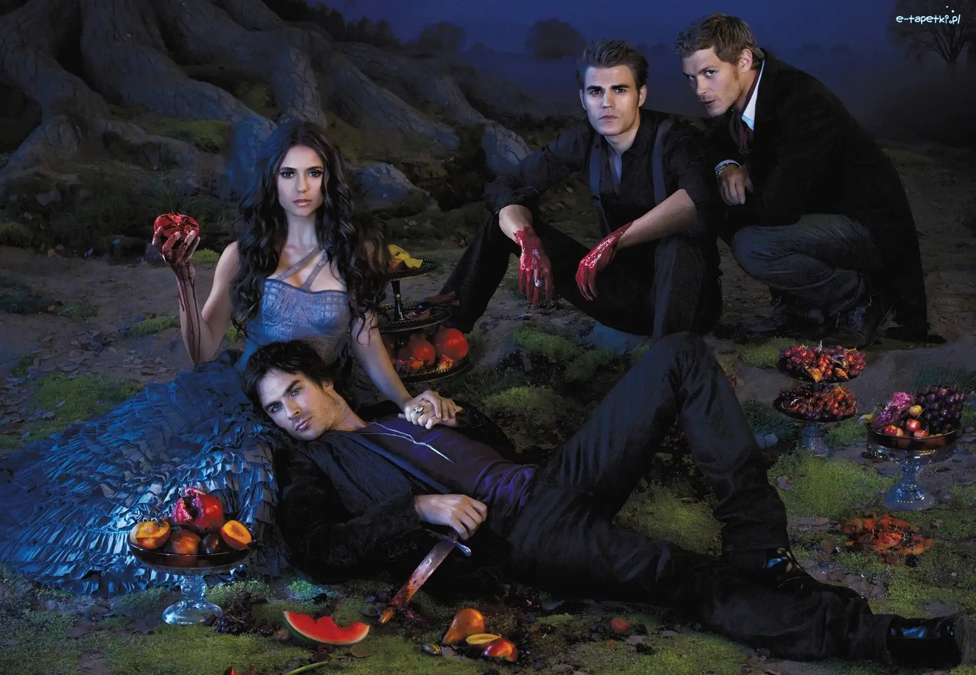 Paul Wesley, Nina Dobrev, Ian Somerhalder, Joseph Morgan, The Vampirie Diaries, Pamiętniki wampirów