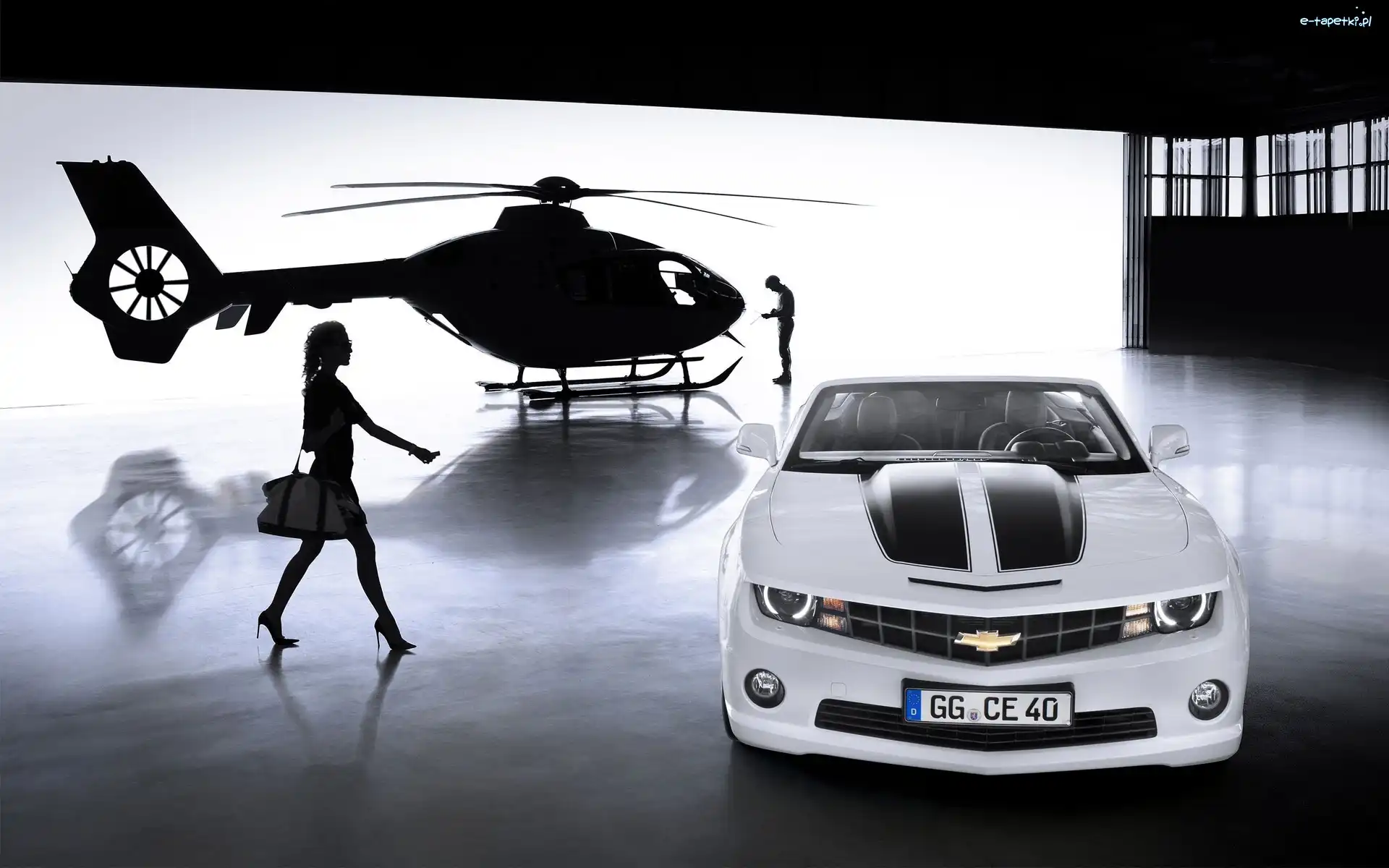 Chevrolet, Helikopter, Camaro, Mężczyzna, Kobieta