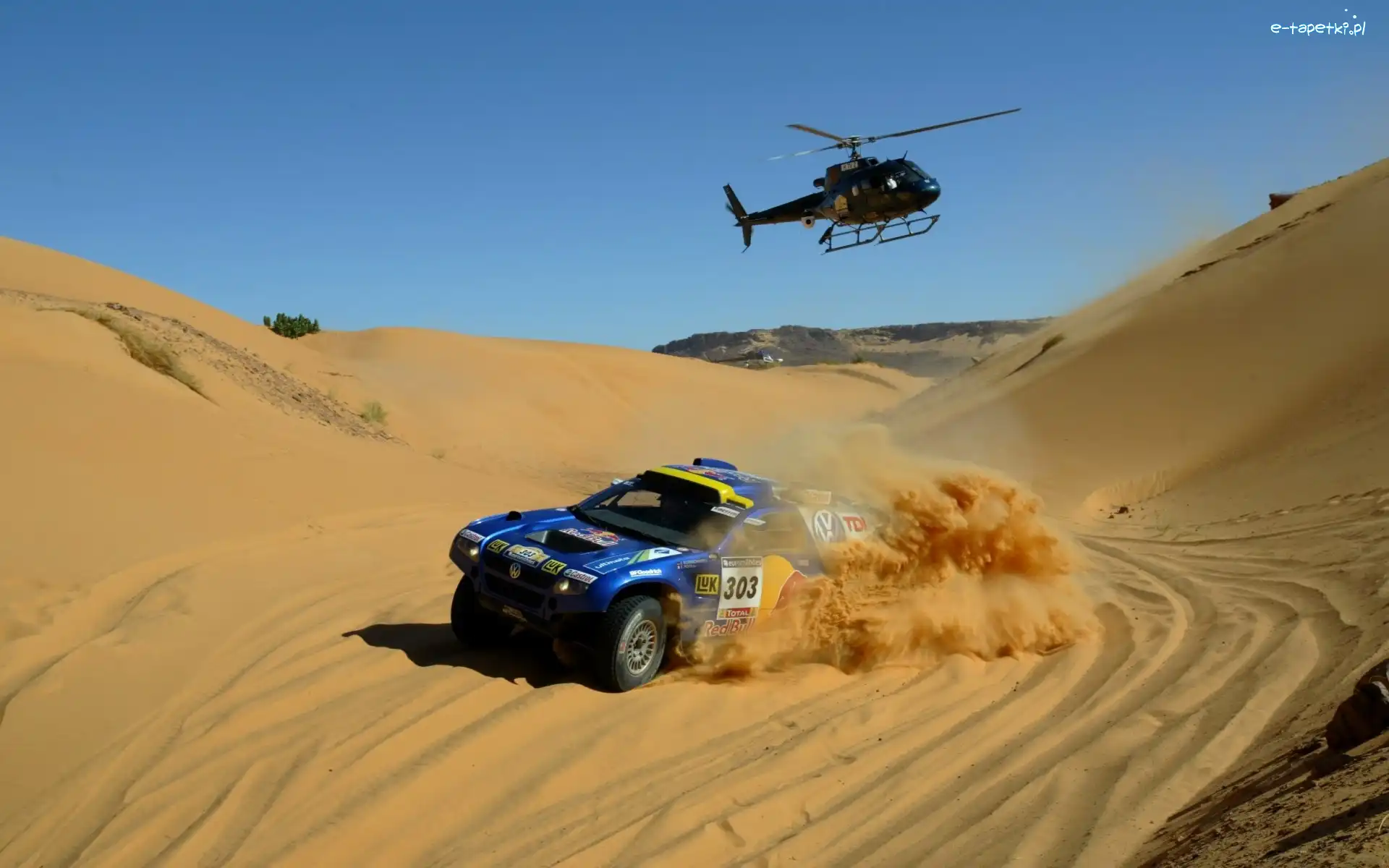 Rajd Dakar, Touareg, Volkswagen, Pustynia, Helikopter