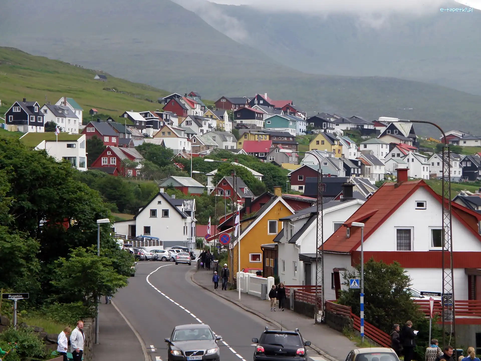 Panorama, Wyspy Owcze, Miasto Klaksvik, Domy