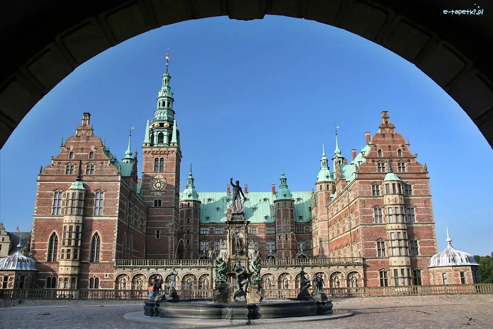 Zamek, Fontanna, Frederiksborg, Hillerod, Miasto