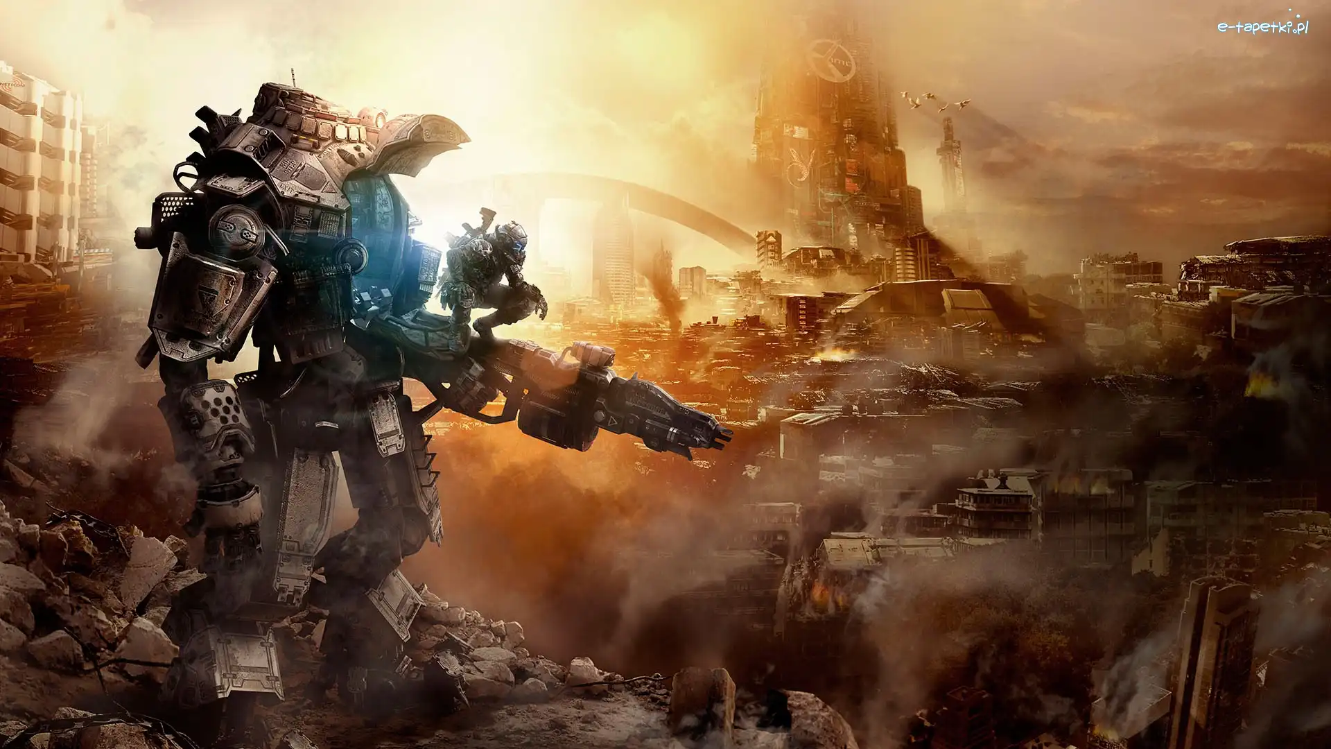 Robot, Żołnierz, Zachód Słońca, Titanfall