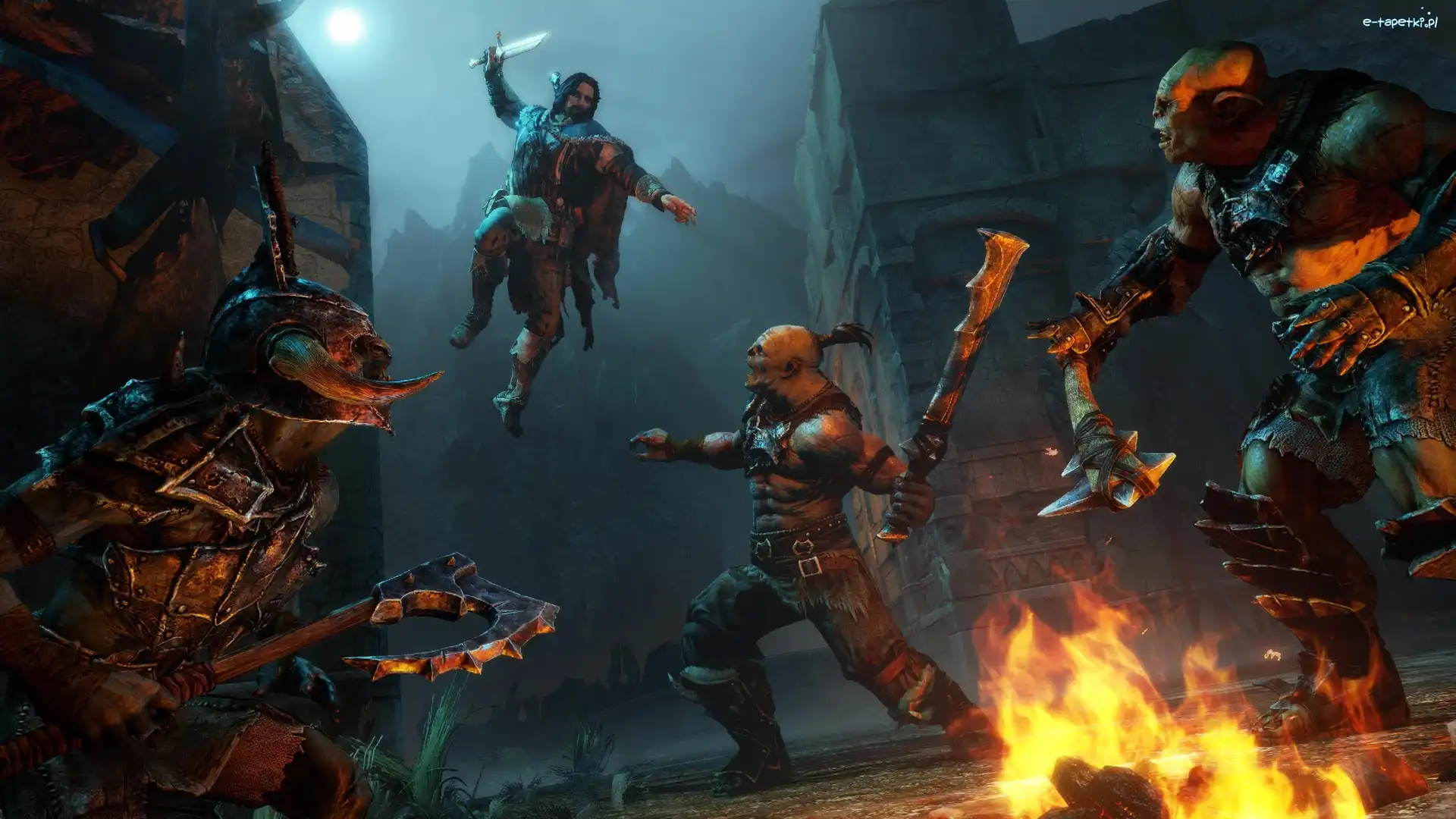 Middle-earth : Shadow of Mordor, Walka, Śródziemie : Cień Mordoru, Orki, Ogień