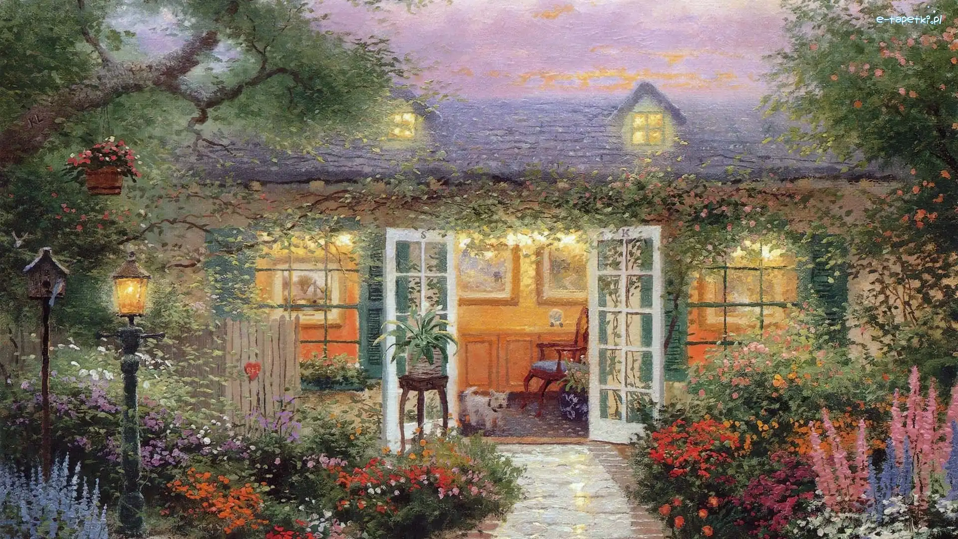 Thomas Kinkade, Ganek, Dom, Malarstwo, Pies