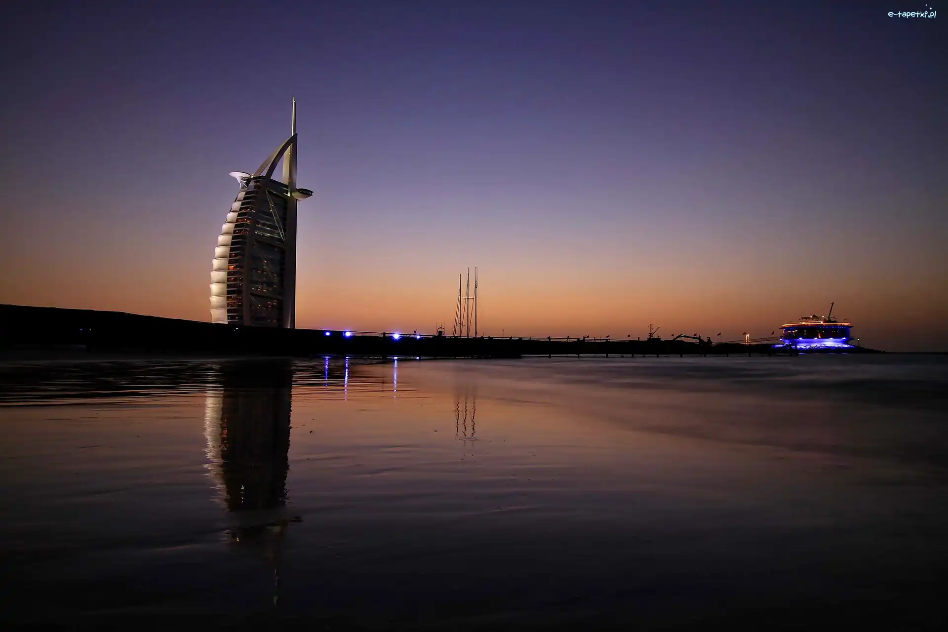 Zjednoczone Emiraty Arabskie, Hotel, Dubaj, Noc, Burj Al Arab