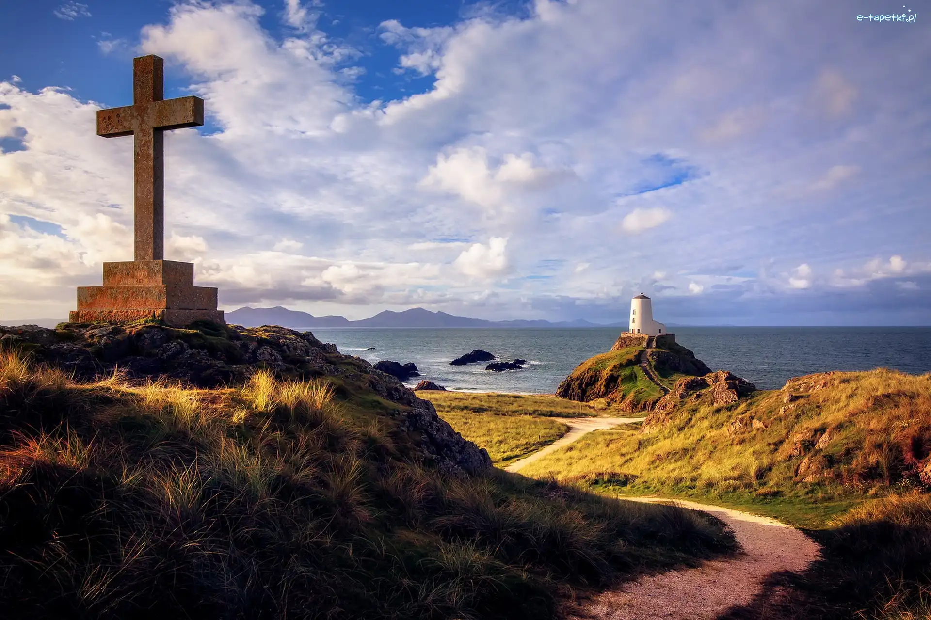 Llanddwyn Anglesey, Morze, Wyspa, Walia, Latarnia Morska, Krzyż