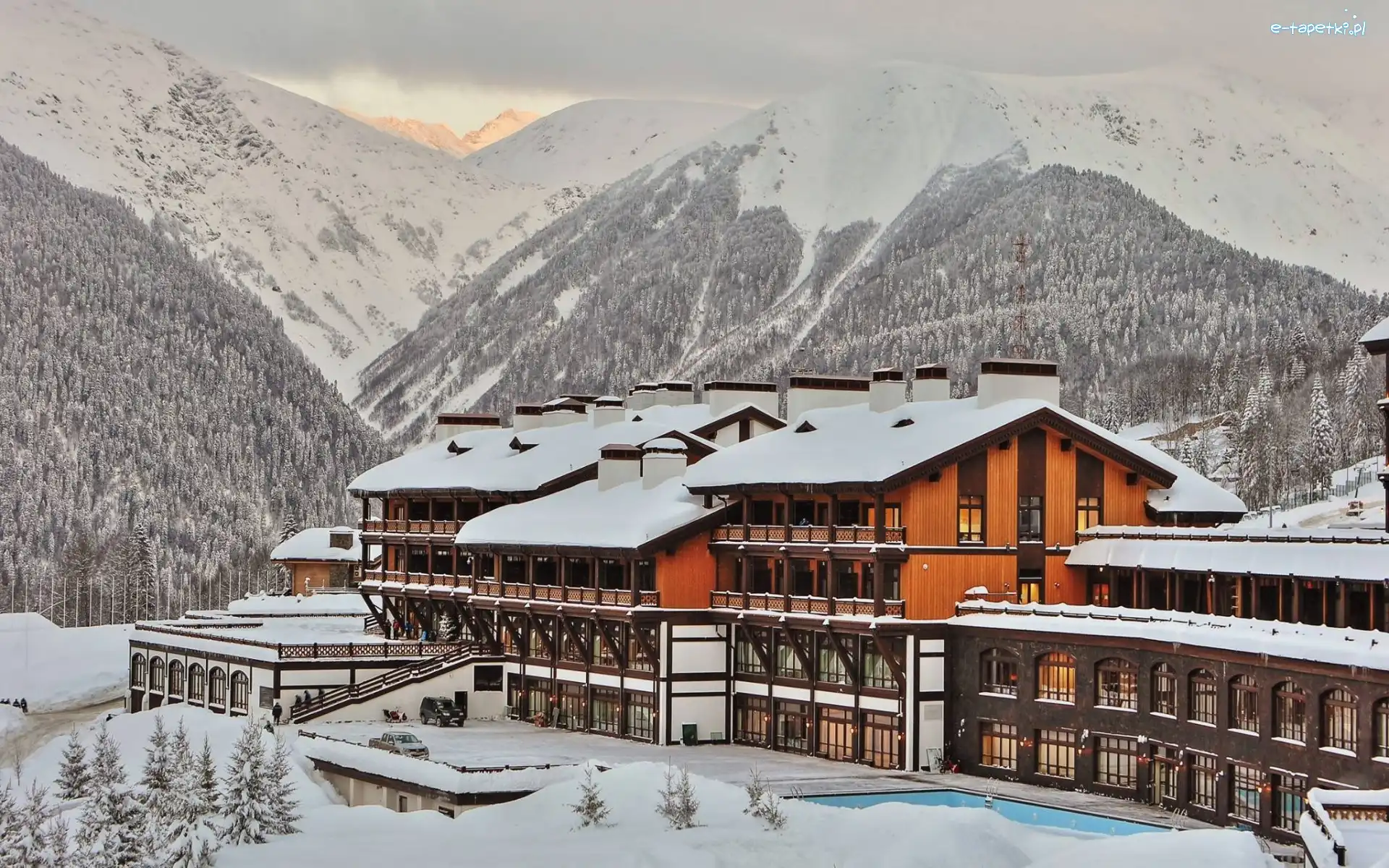 Góry, Zima, Lasy, Hotel