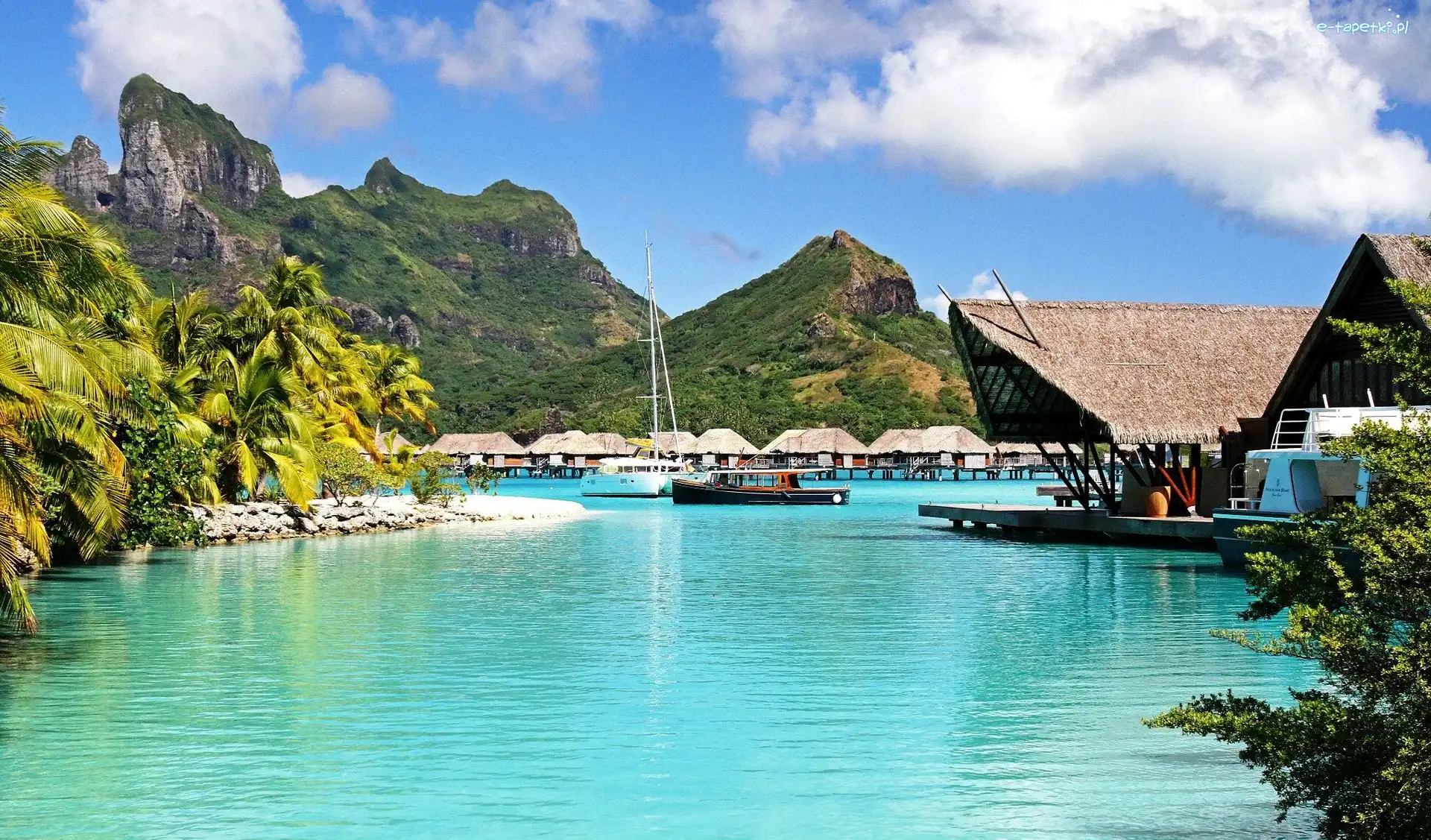 Góry, Domki, Morze, Bora Bora, Łodzie