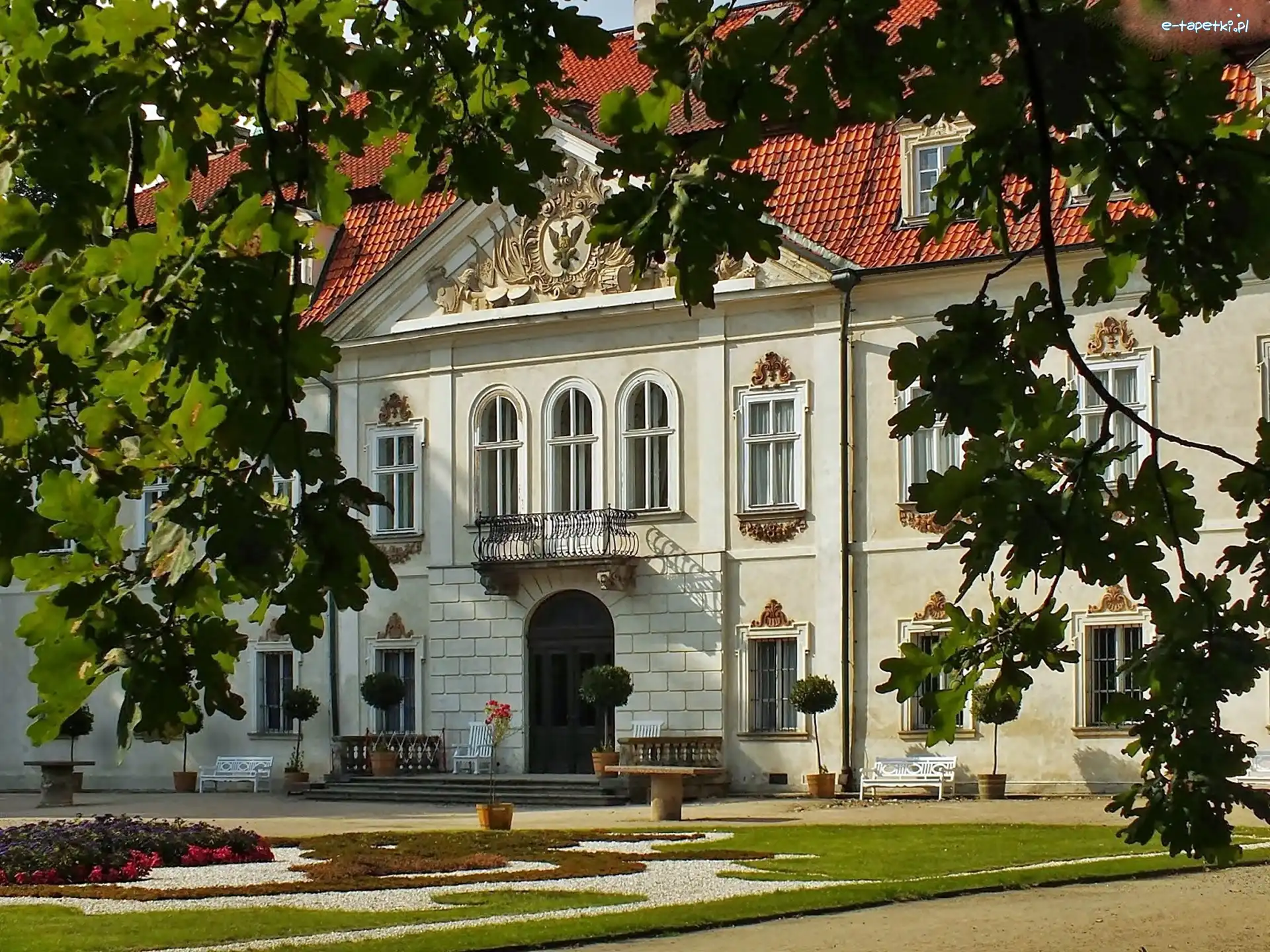 Przebijające, W Nieborowie, Park, Światło, Pałac, Lato