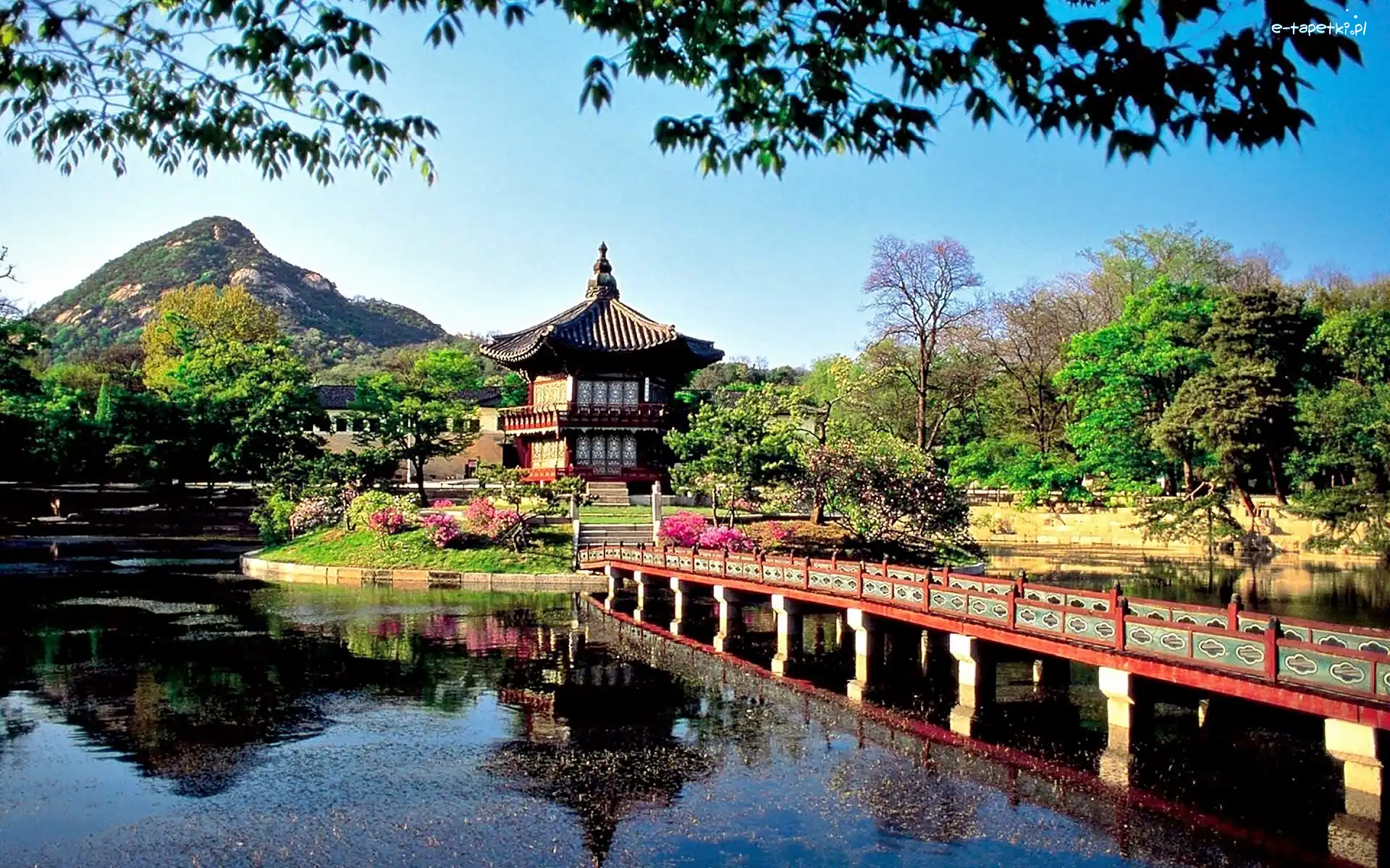 Most, Pawilon, Jong, Changwon, Miasto, Jezioro, Park