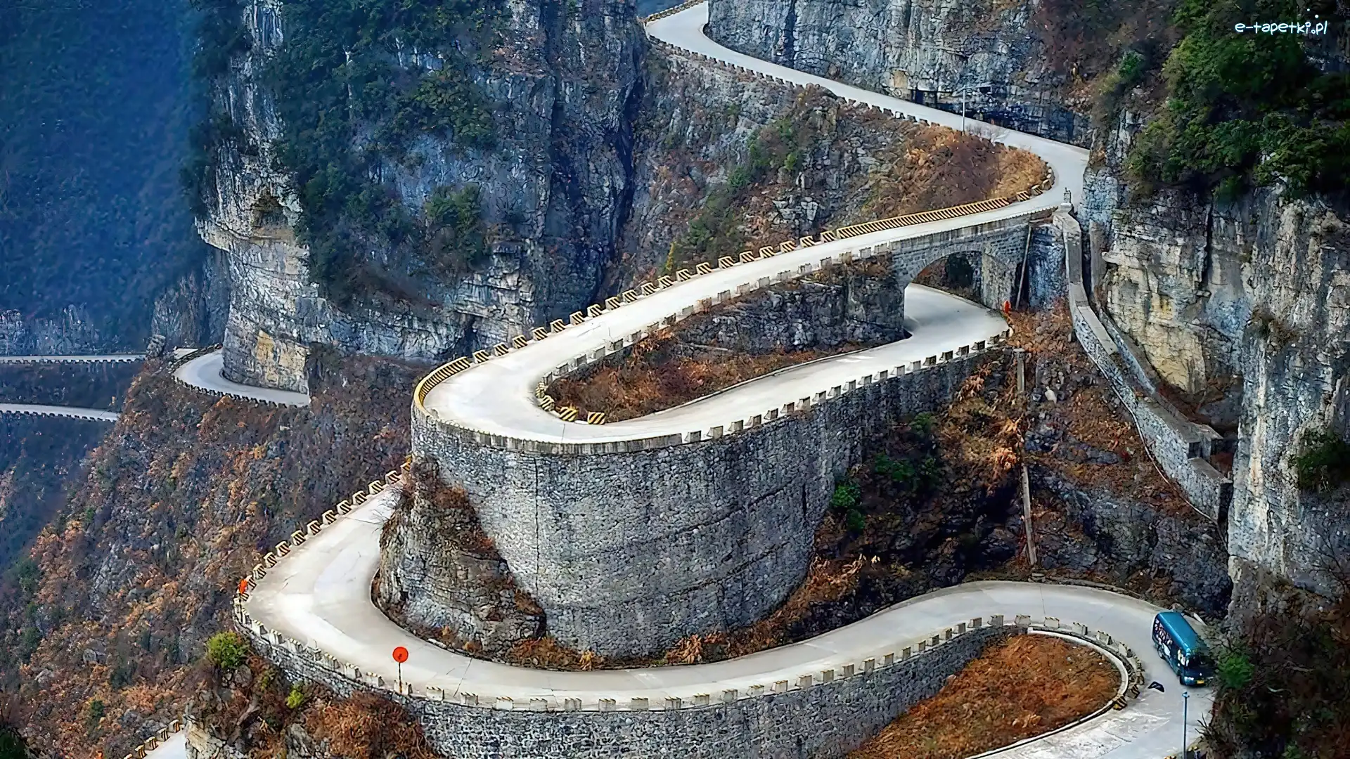 Park, Zhangjiajie, Narodowy, Serpentyna, Góry