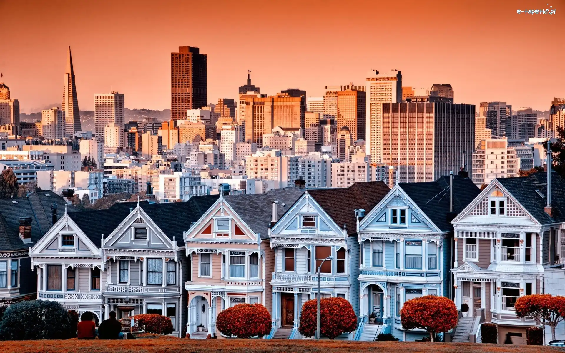 San Francisco, Panorama, Miasta, Kalifornia, Wieżowce, Domy