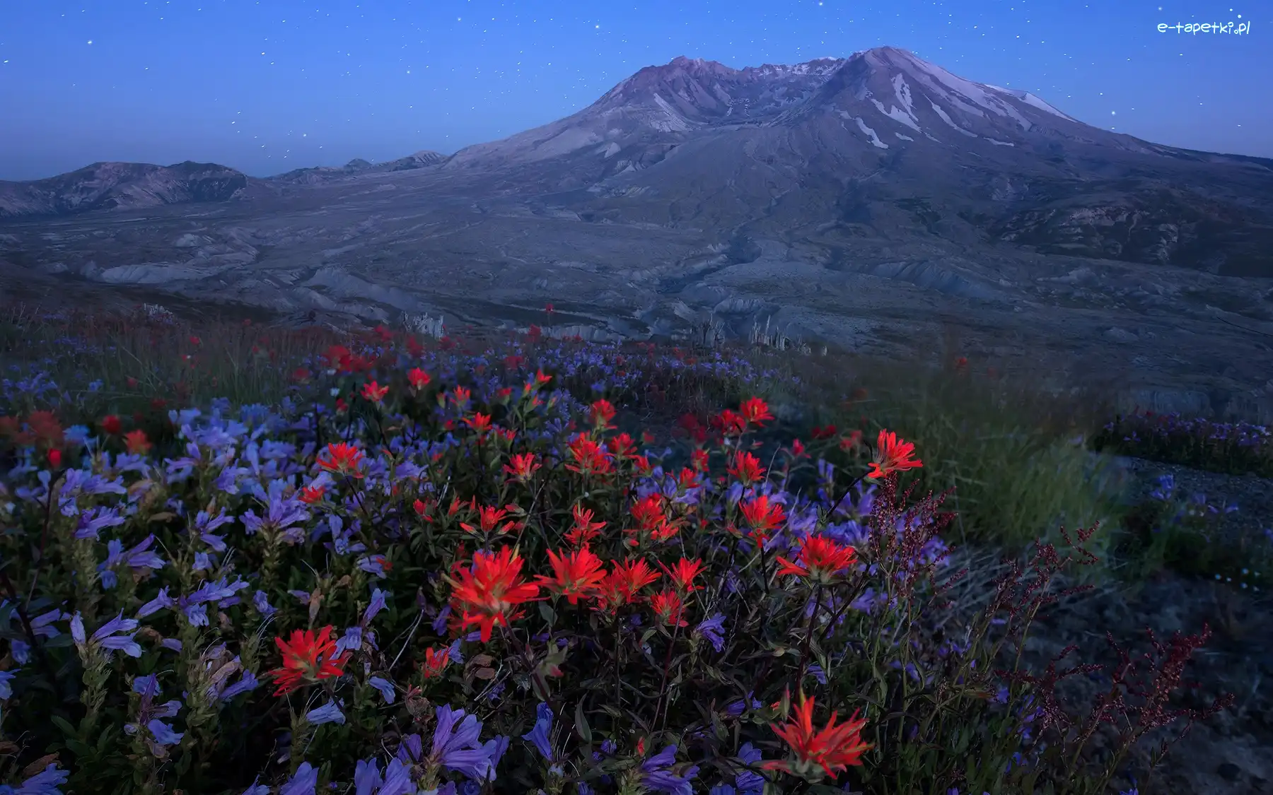 Wulkan, Łąka, Mount St. Helens, Gwiazdy, Noc