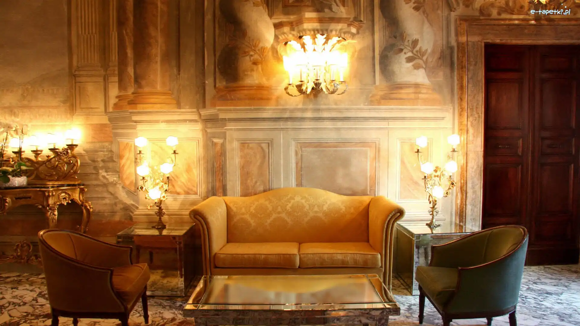 Sofa, Stolik, Fotele, Salon