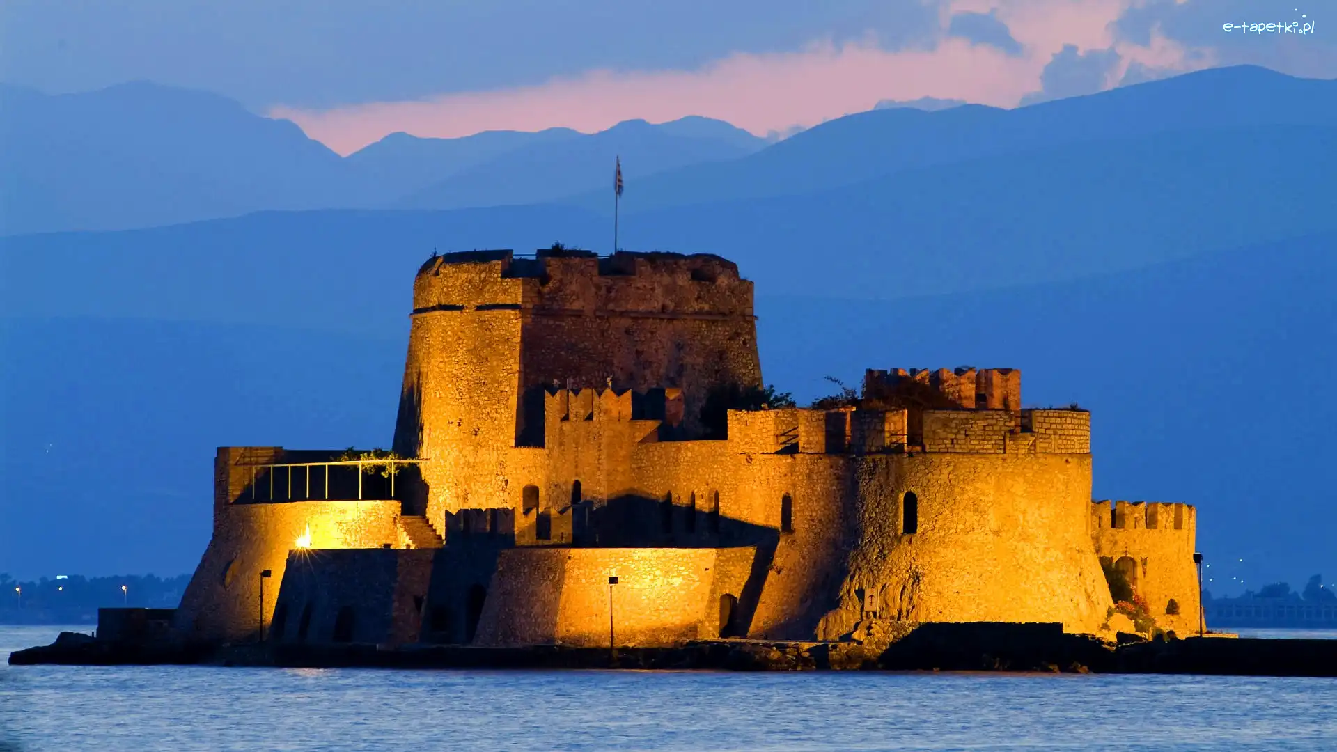 Zamek Bourtzi, Wyspa, Fort, Grecja, Port Nauplioni