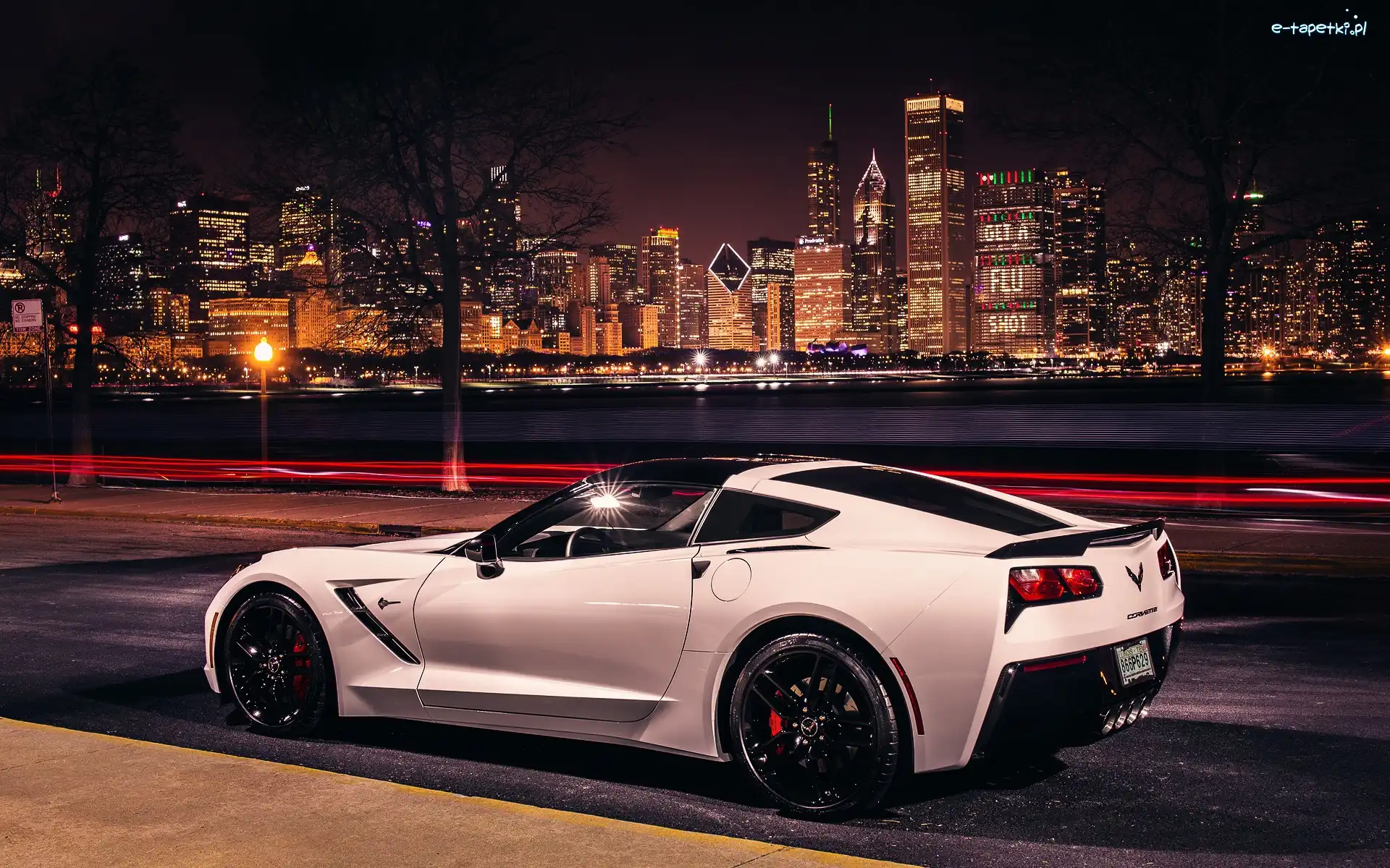 Noc, Stingray C7, Ulica, Corvette, Chevrolet, Miasta, Panorama