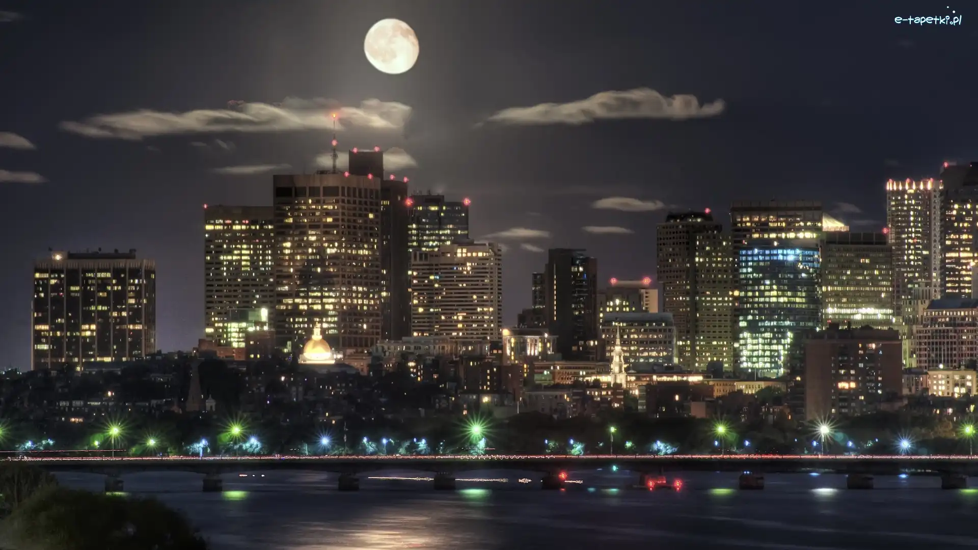Miasta, Budynki, Panorama, Księżyc, Kanada, Vancouver