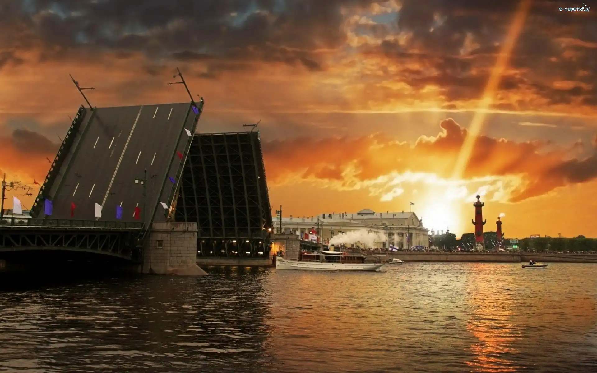 Petersburg, Słońca, Zachód, Saint
