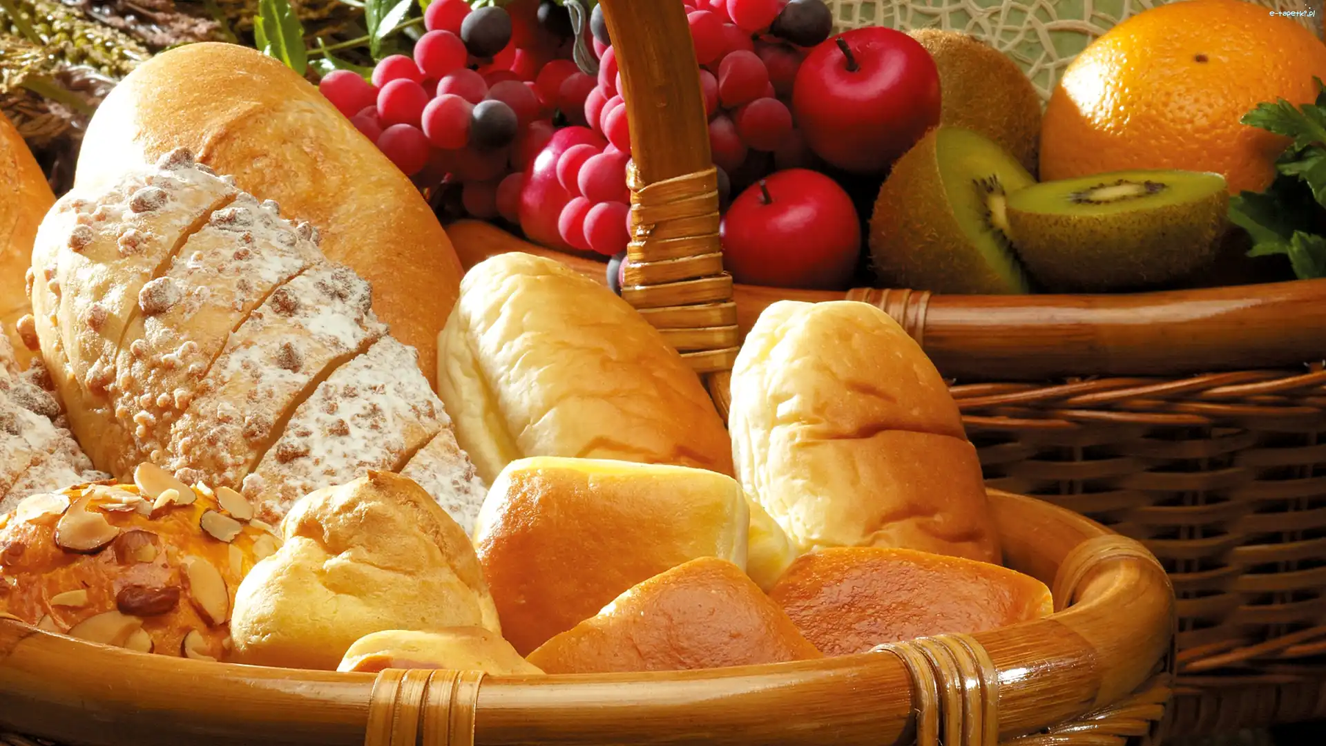 Różne, Bułki, Owoce, Kosze, Chleb