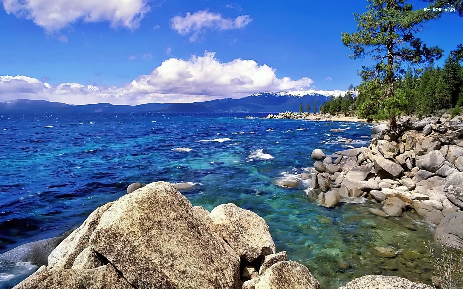 Nevada, Tahoe, Jezioro, Las, Głazy
