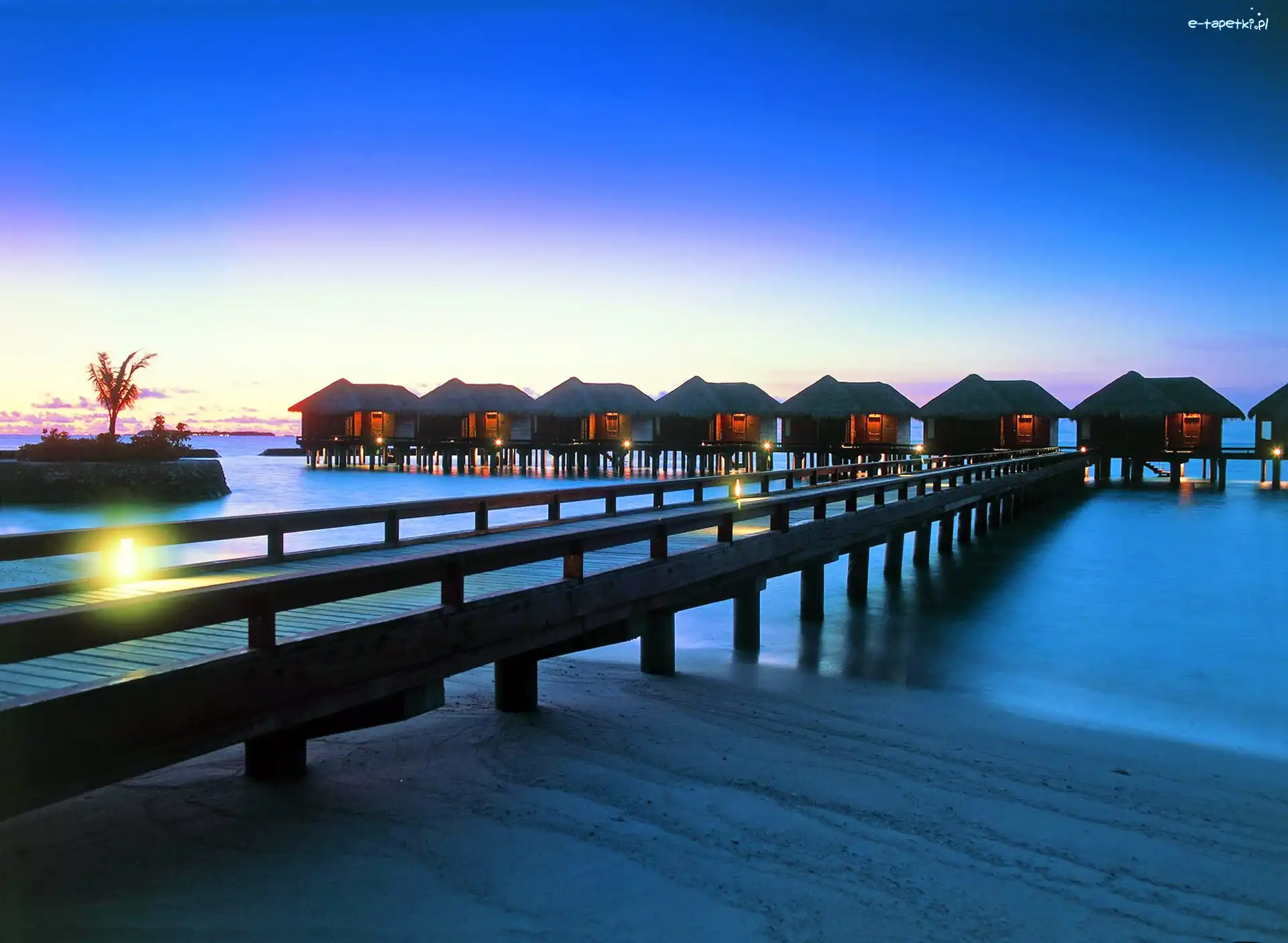 Ocean, Malediwy, Tropiki, Molo, Hoteliki