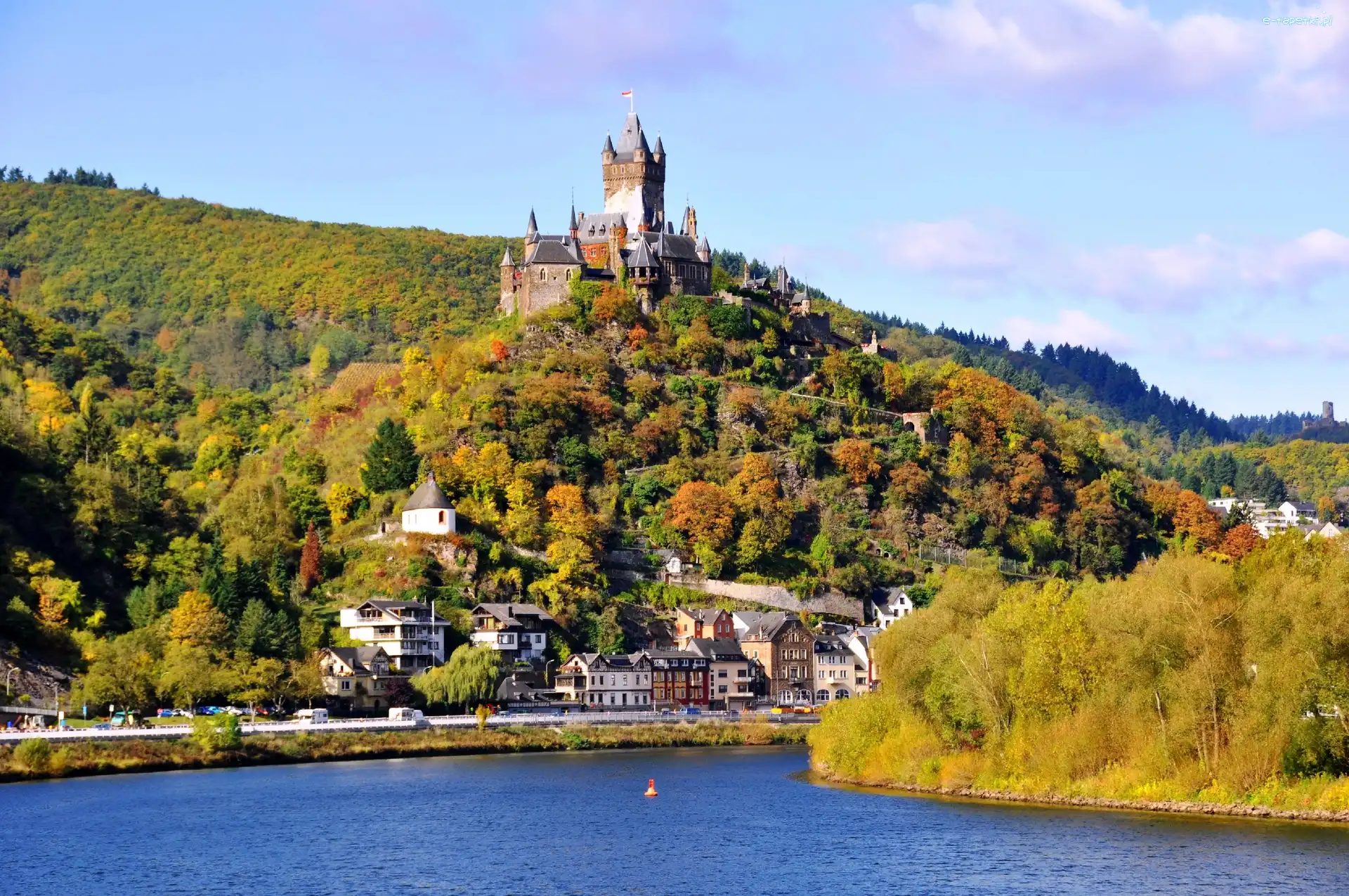 Miasto Cochem, Rzeka Mozela, Niemcy, Zamek Reichsburg