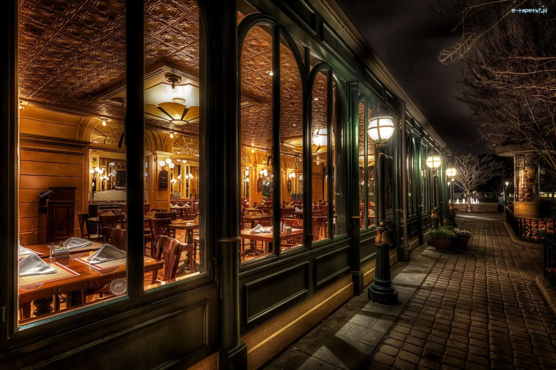 Ulica, Noc, Restauracja, Kalifornia, Disneyland