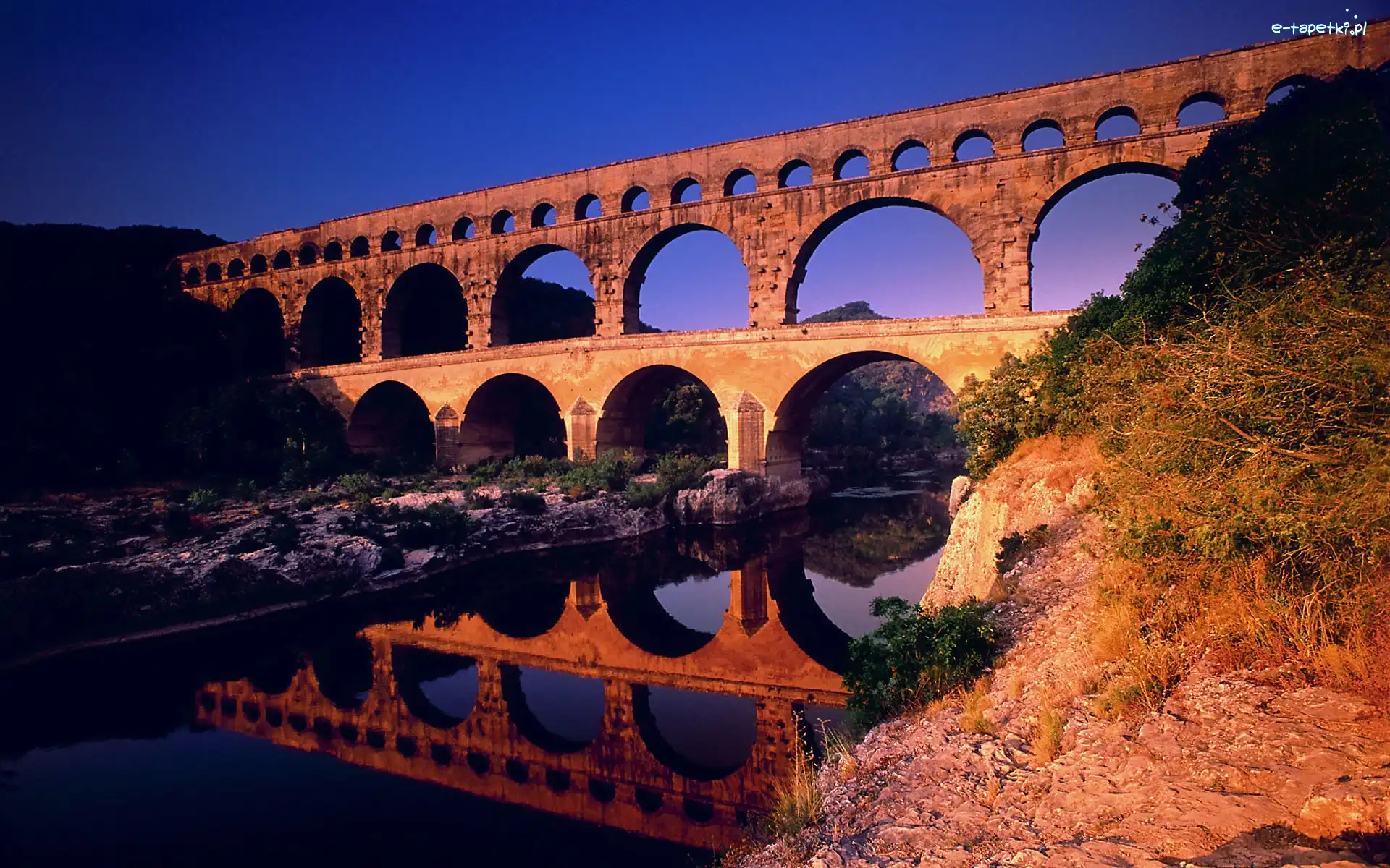 Akwedukt, Du Gard, Pont, Odbicie, Rzeka