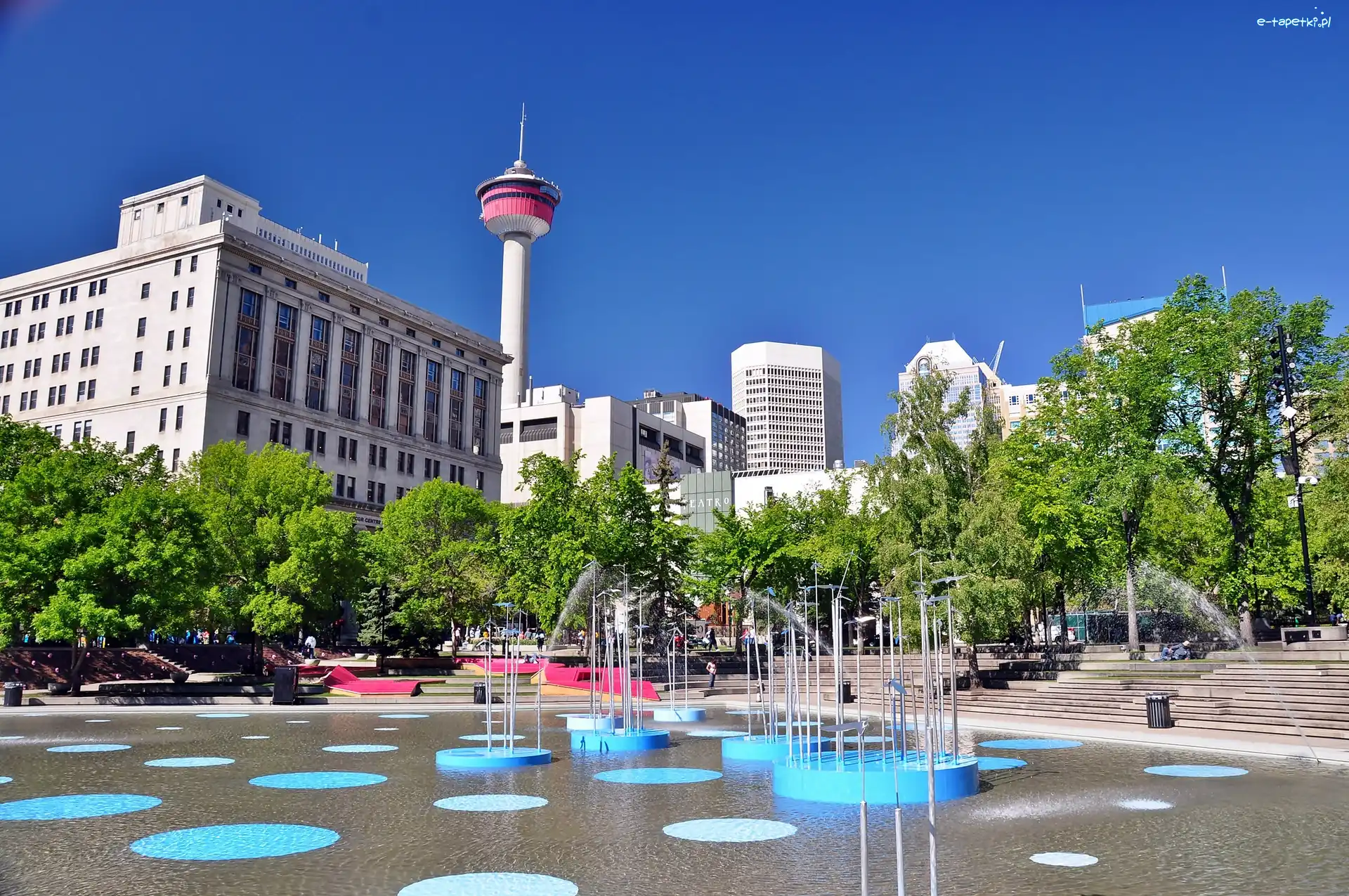 Sadzawka, Miasta, Park, Wodotryski, Panorama, Calgary