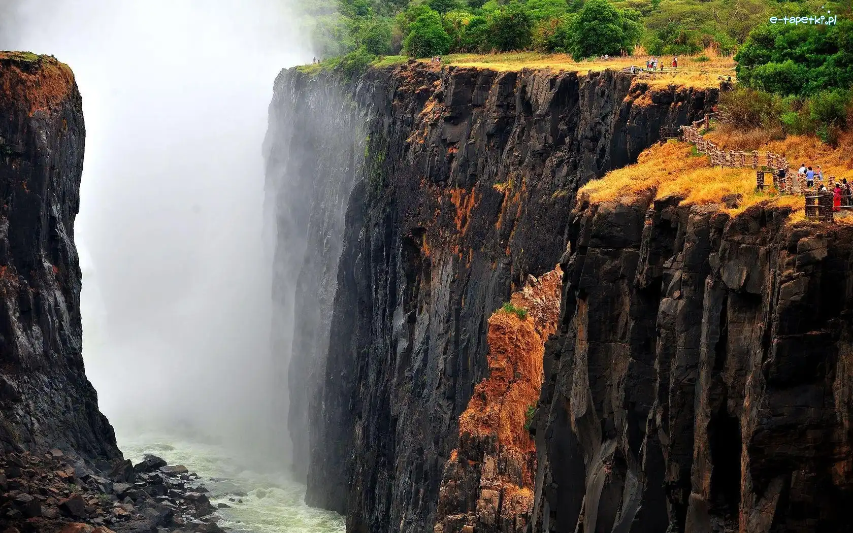 Wodospad, Skały, Wiktorii, Zambia, Turyści