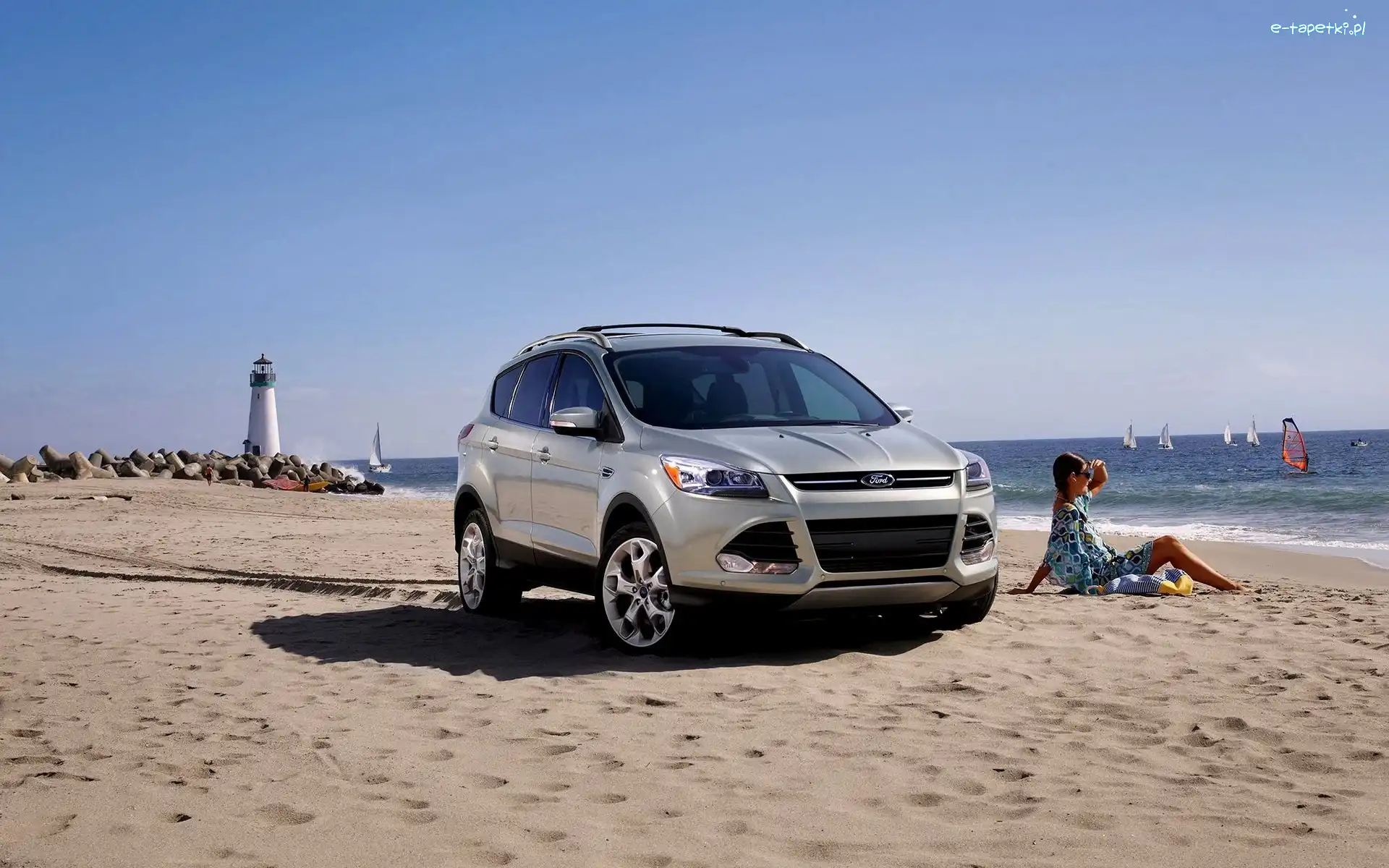 Ford Kuga, Morze, Latarnia morska, Kobieta, Żaglówki