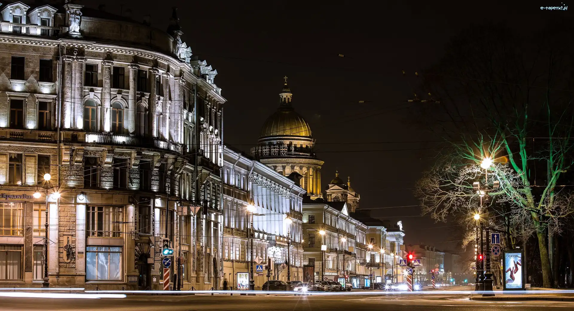 Sankt Petersburg, Miasto, Rosja, Noc, Ulica