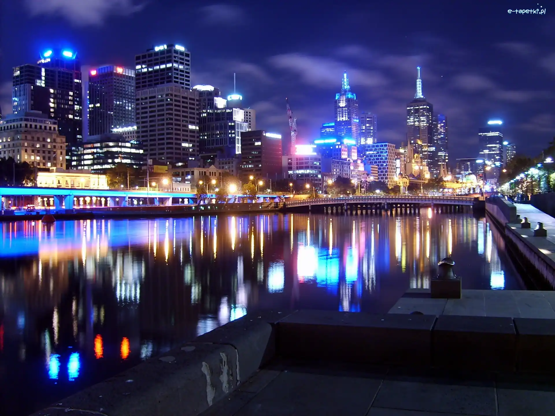 Most, Panorama, Miasta, Nocna, Melbourne, Yarra, Rzeka