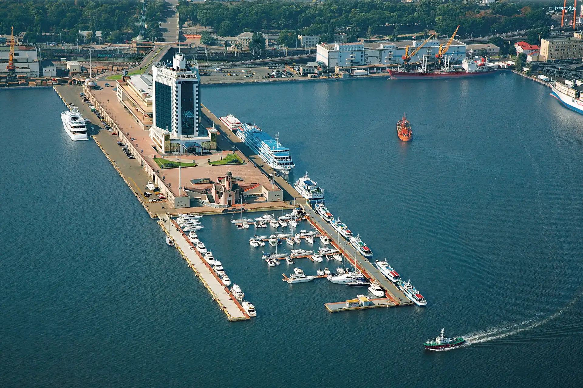 Statki, Port, Budynki, Łodzie, Odessa, Ukraina