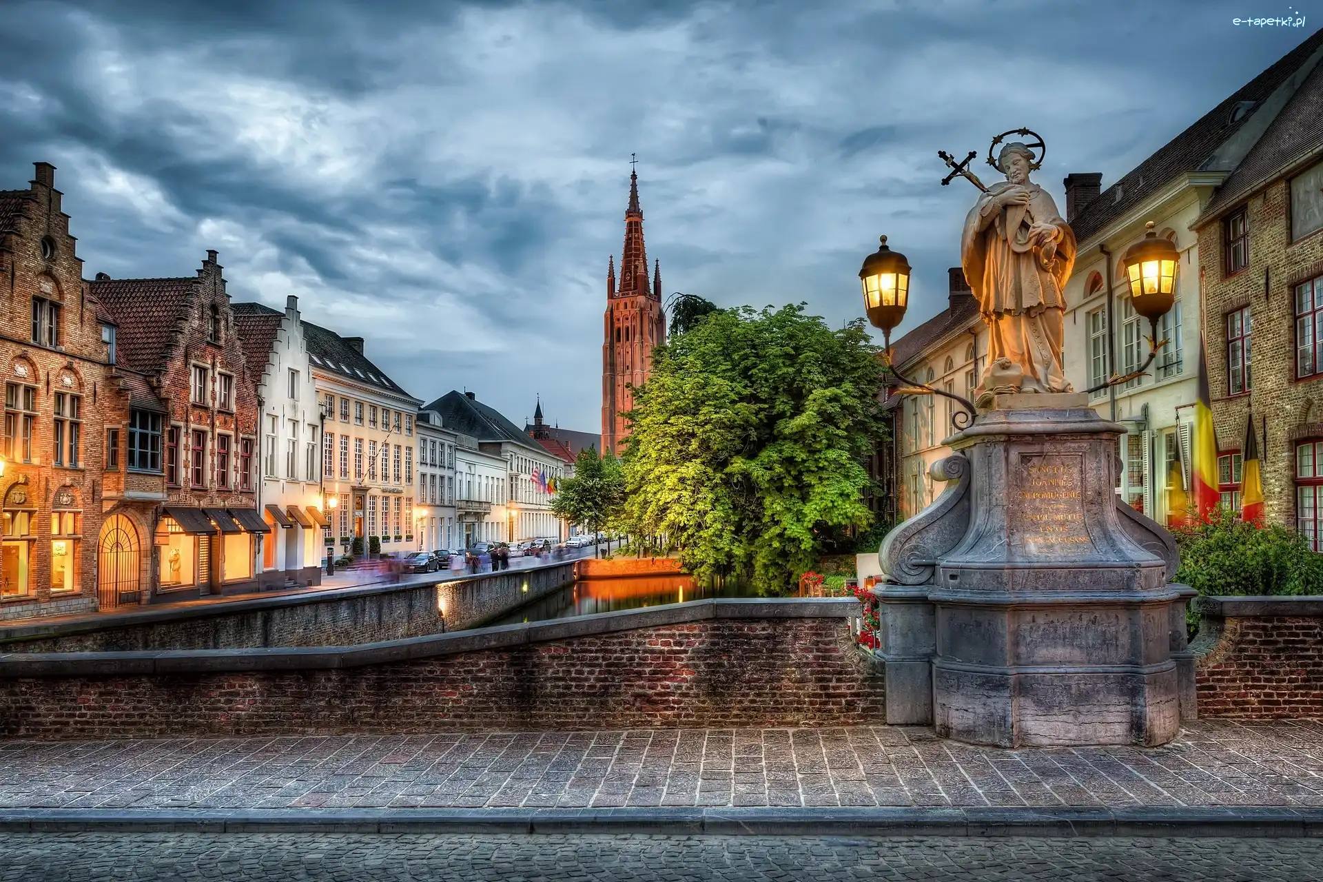 Brugia, Miasto, Belgia, Zmrok, Kamienice