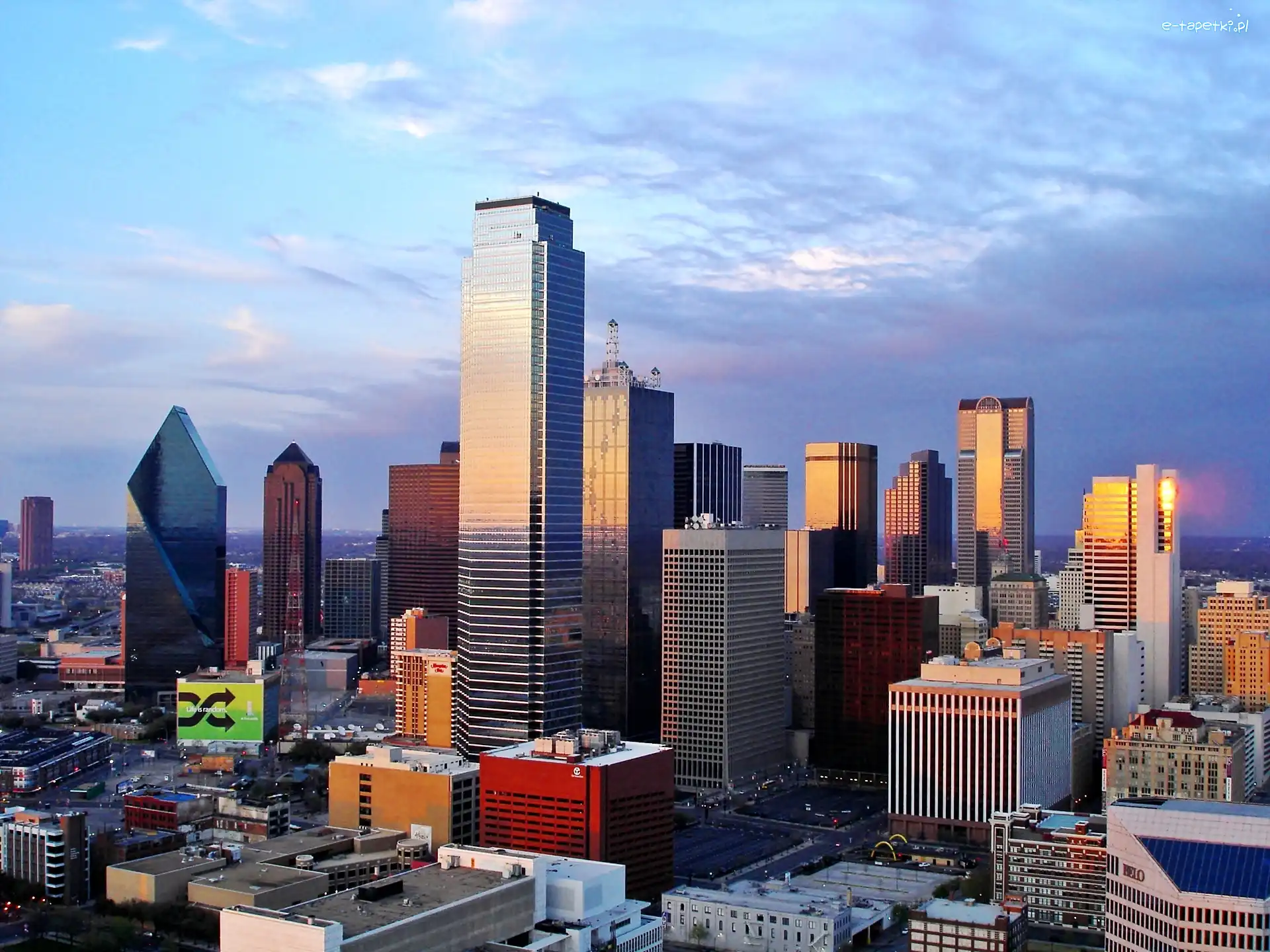 Dallas, Miasta, Panorama, Chmury, Świt