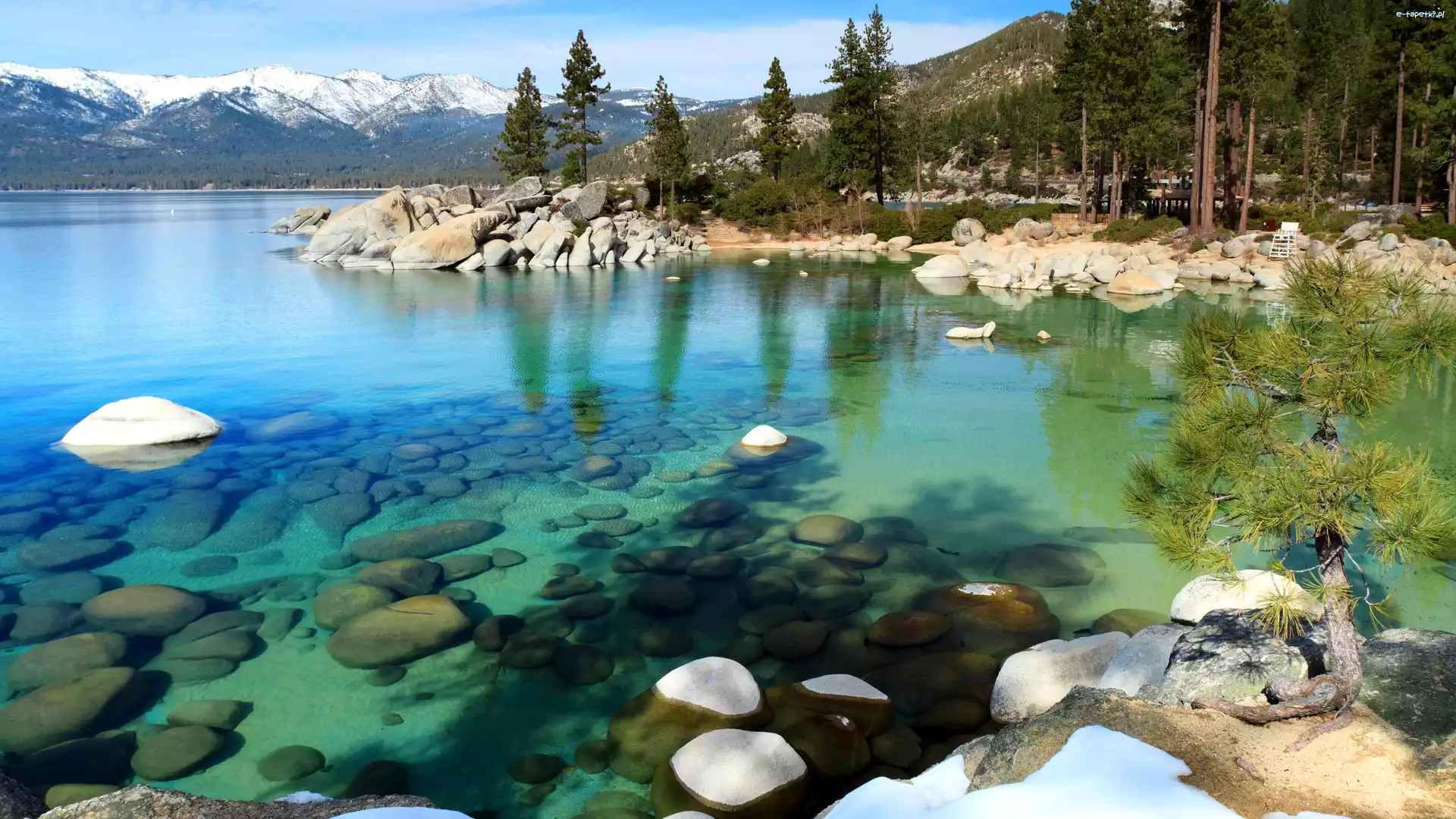 Góry, Tahoe, Stanowy, Park, Nevada, Odbicie, Kamienie, Jezioro, Las