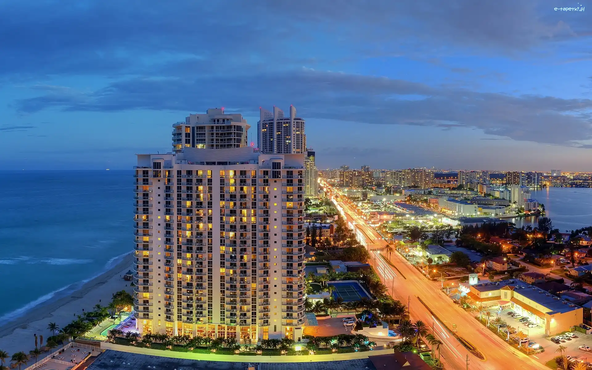 Miasta, Ocean, Panorama, Floryda, Miami, Wybrzeże