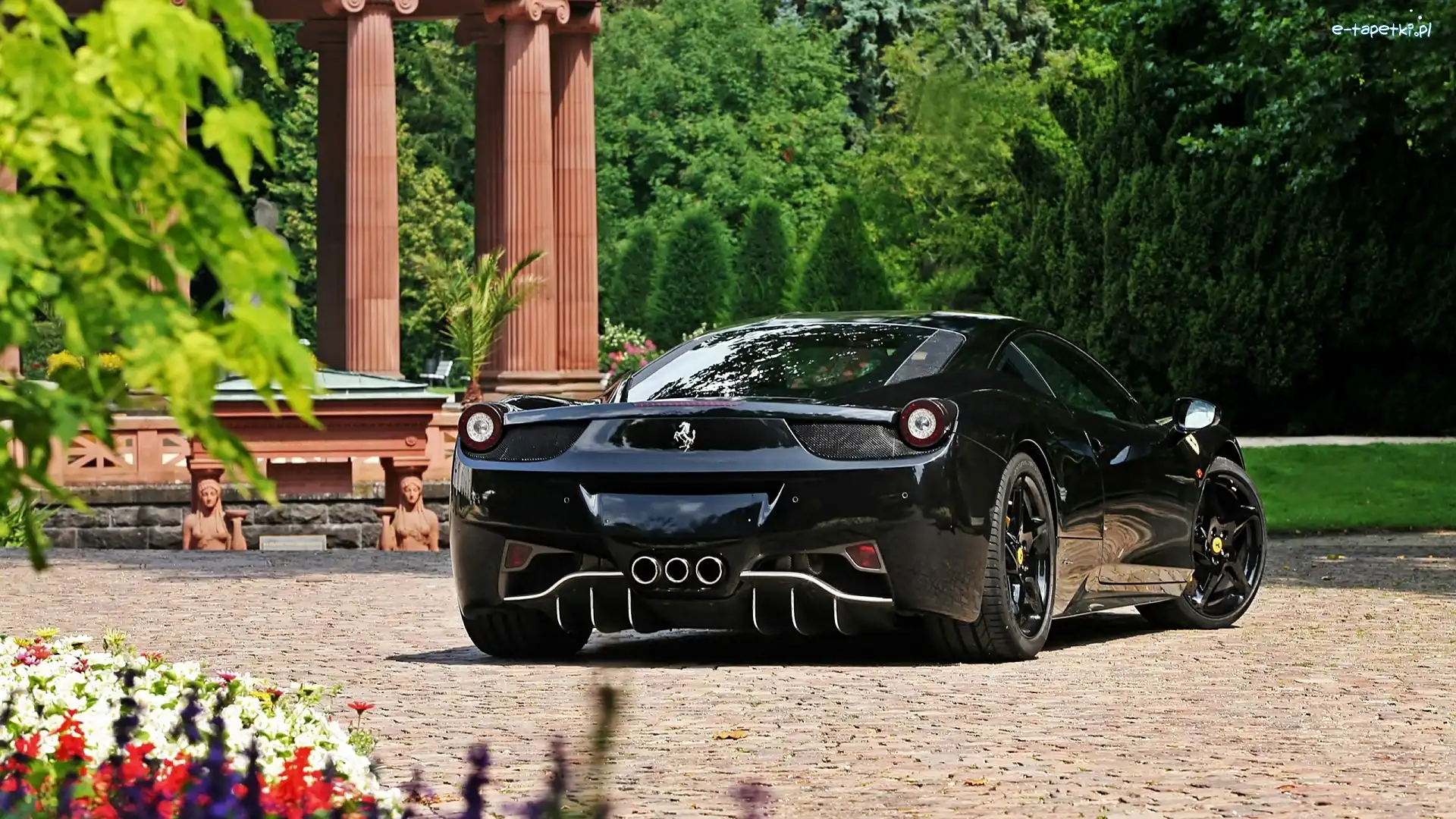 Lato, Czarne, Park, Sport, Ferrari 458