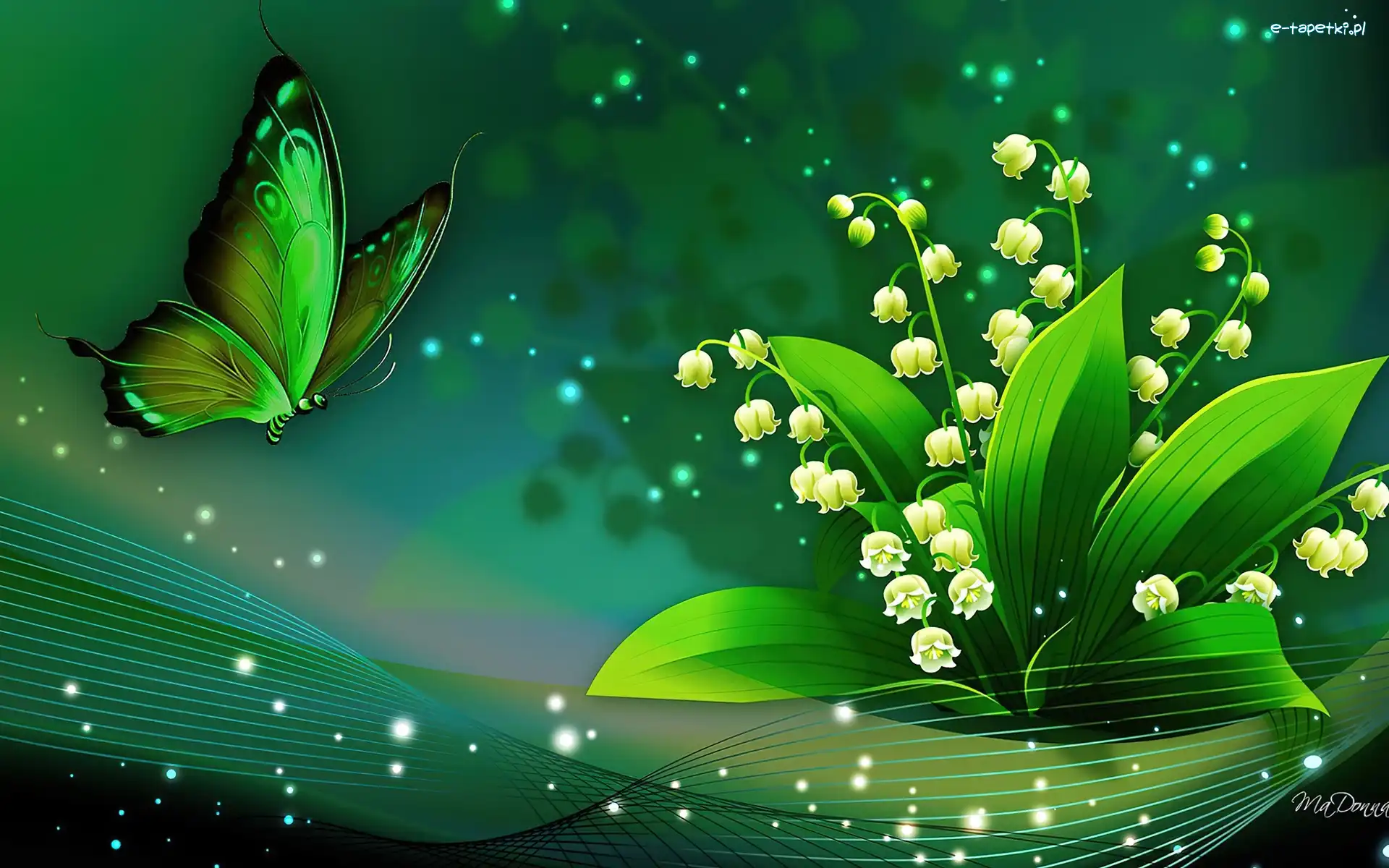 Motyl, Konwalie, Motylek, Grafika 2D