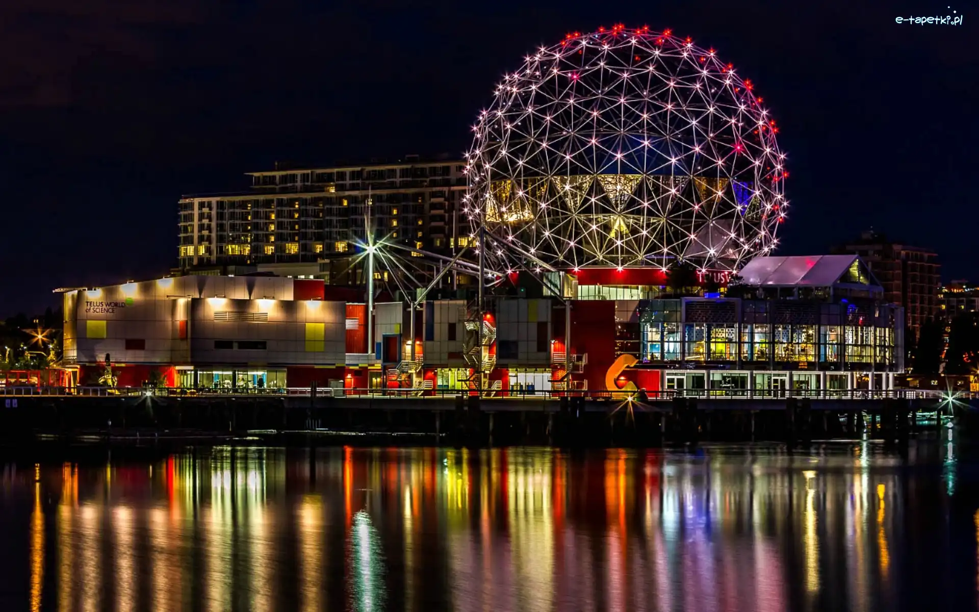 Rzeka, Miasta, Nocą, Kanada, Panorama, Vancouver