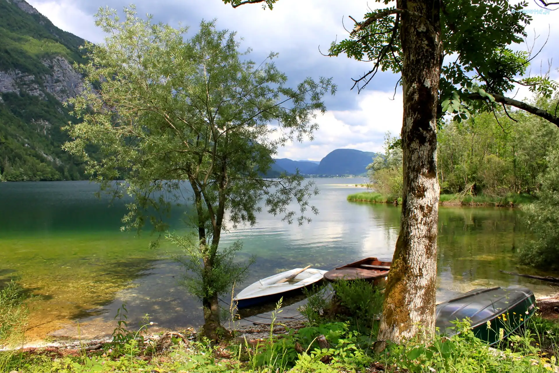 Góry, Narodowy, Drzewa, Łódki, Triglav, Jezioro, Bohinj, Park