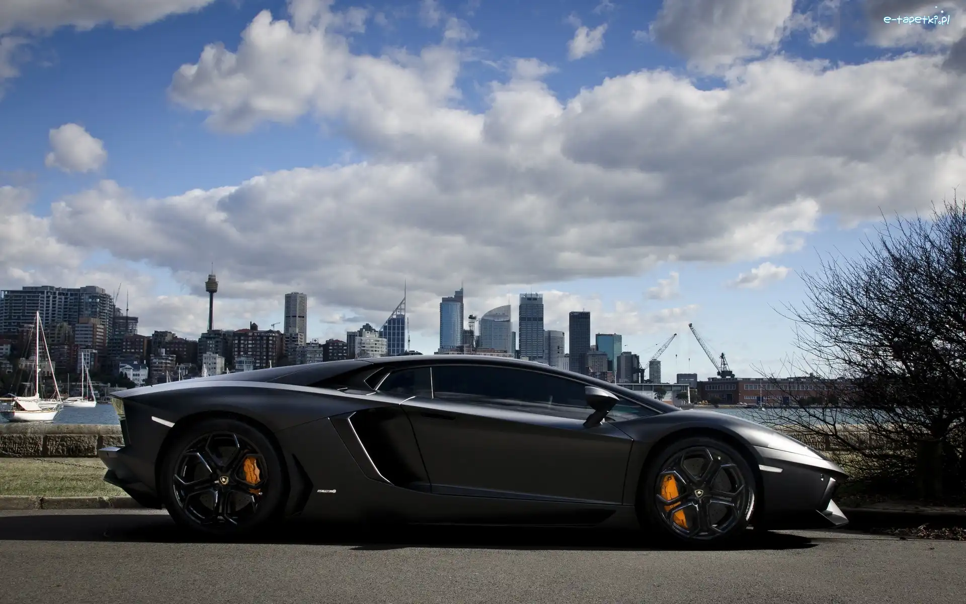 Miasta, Ulica, Panorama, Chmury, Aventador, Lamborghini