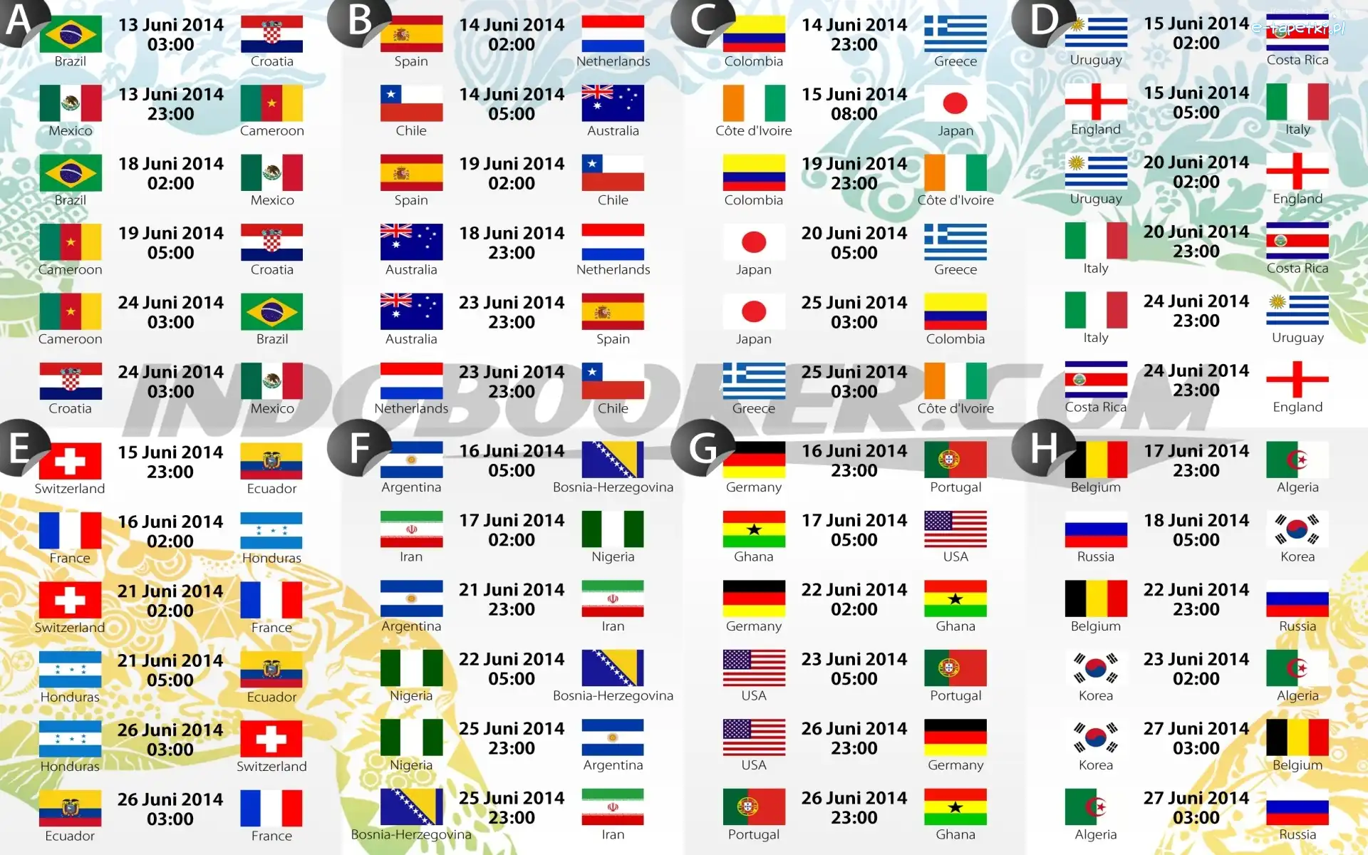 World, Terminarz, 2014, Fifa