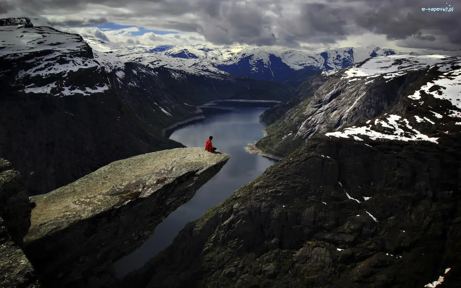 Jezioro, Język Trolla, Góry, Norwegia, Trolltunga