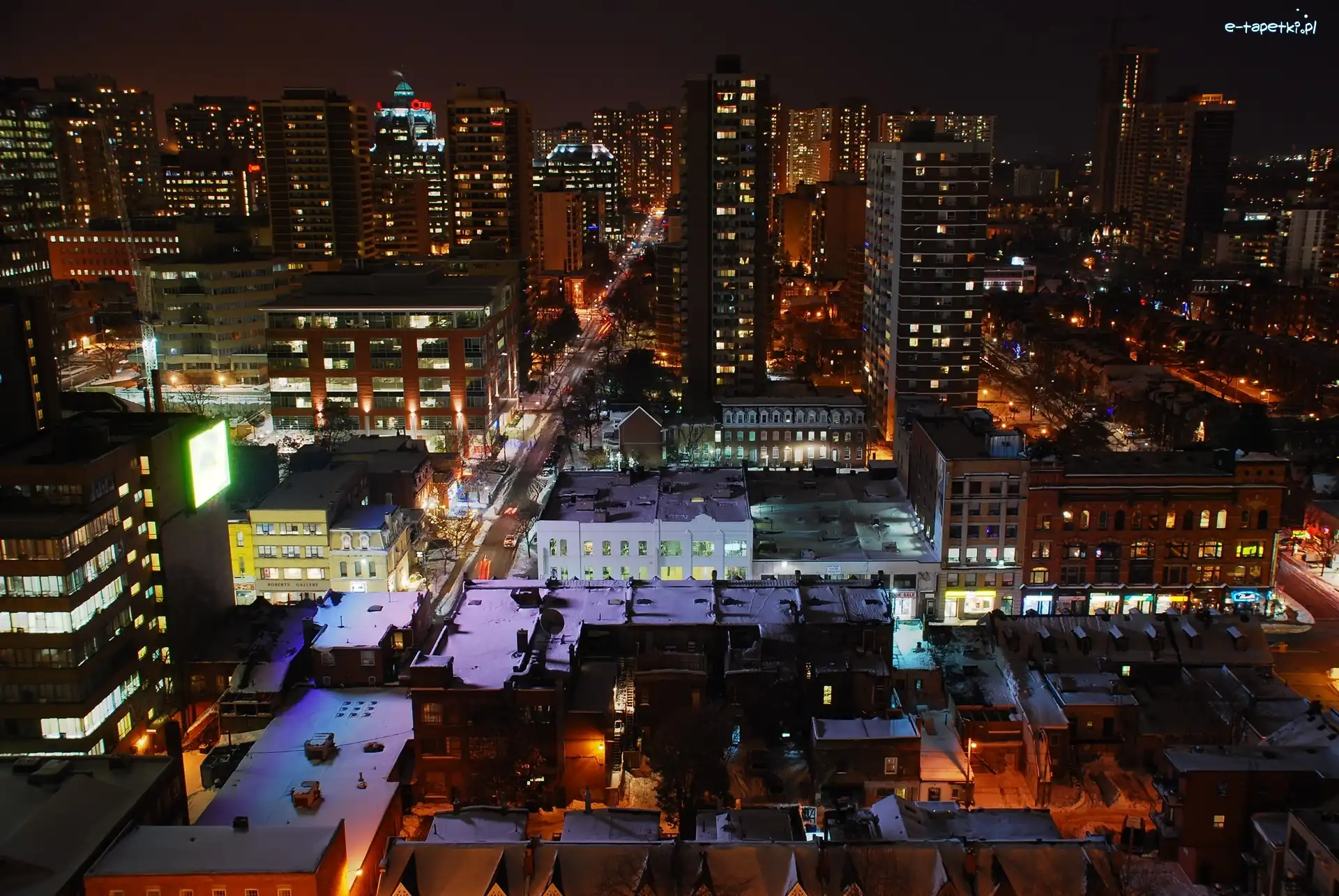 Panorama, Nocą, Miasta, Toronto