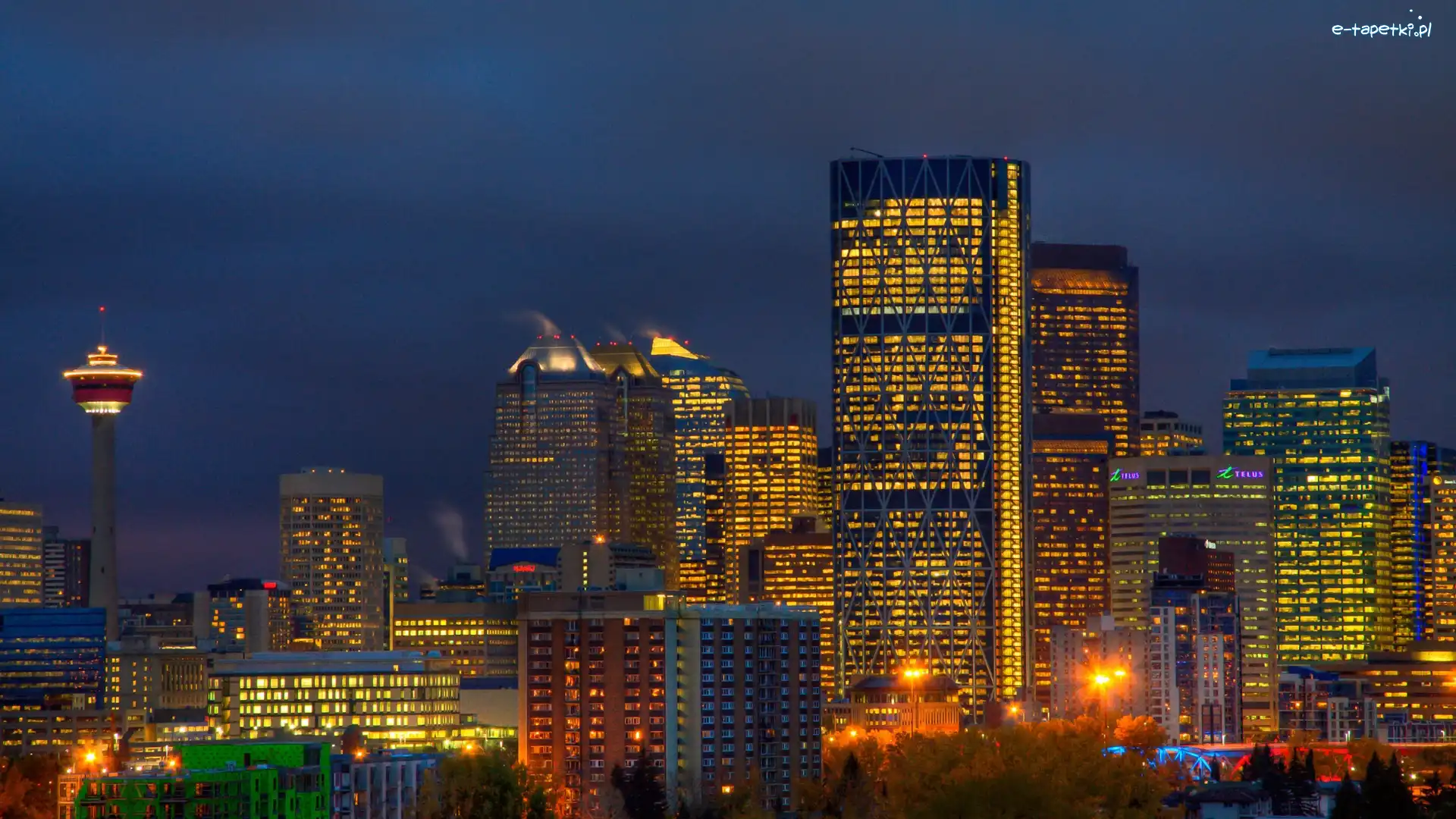 Kanada, Miasto, Calgary, Noc, Domy