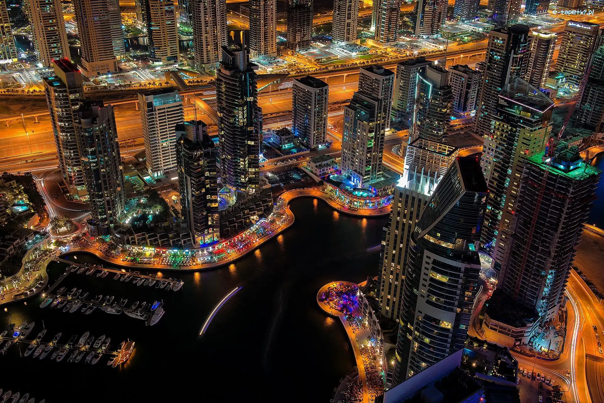 Jachty, Chmur, Dubaj, Miasta, Łódki, Noc, Panorama, Drapacze