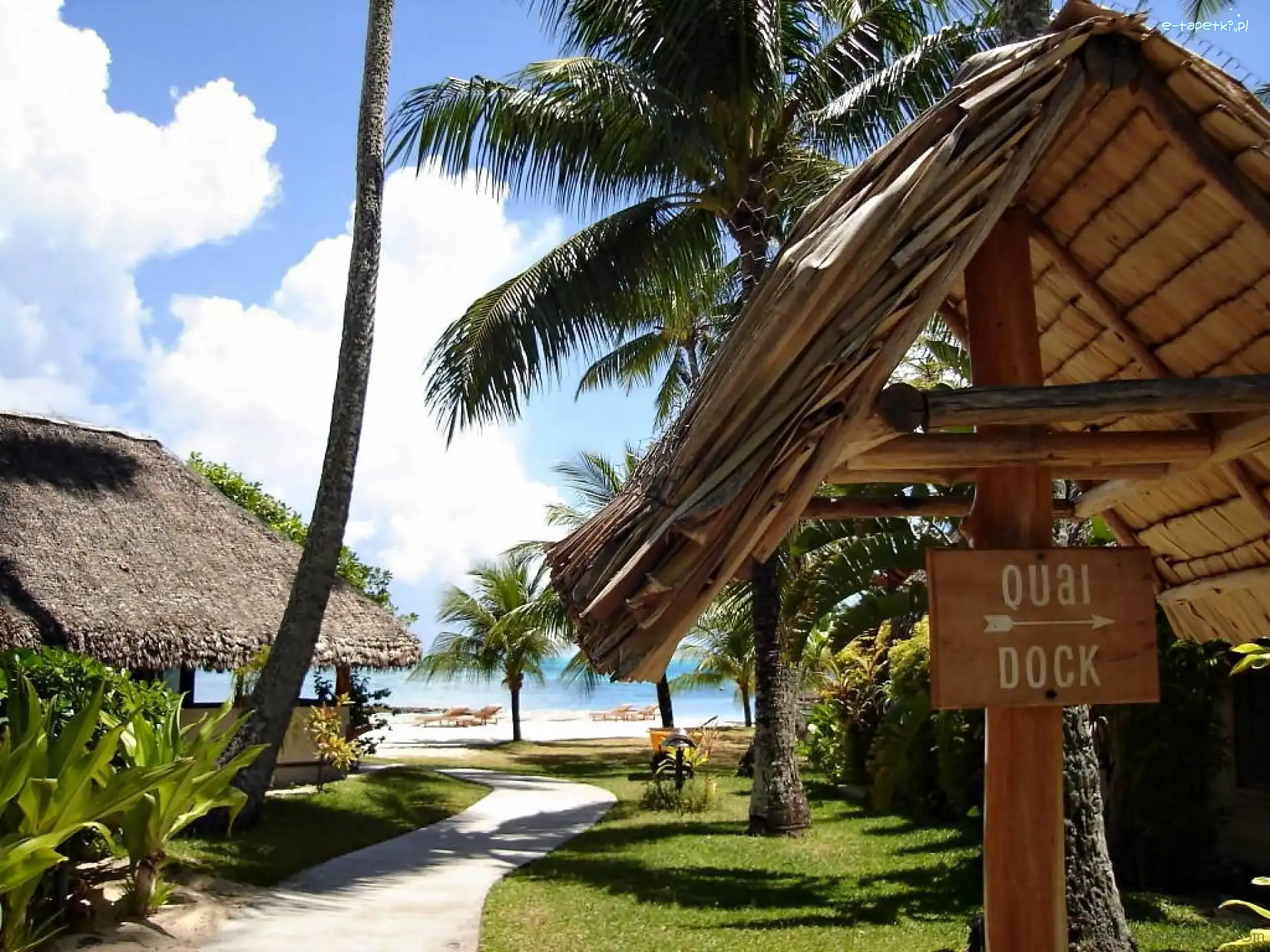 Hotelowy, Wybrzeże, Obłoki, Morze, Bora Bora, Kompleks, Palmy
