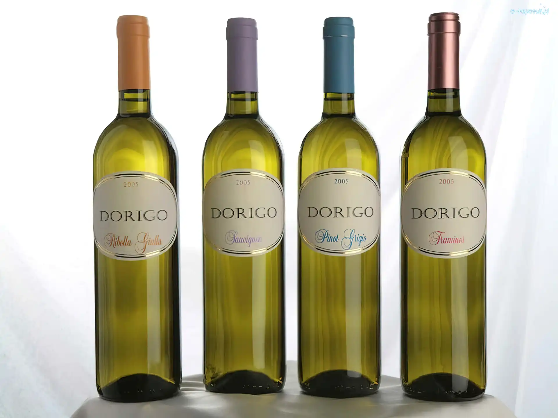 kolorowe, butelki, Wina